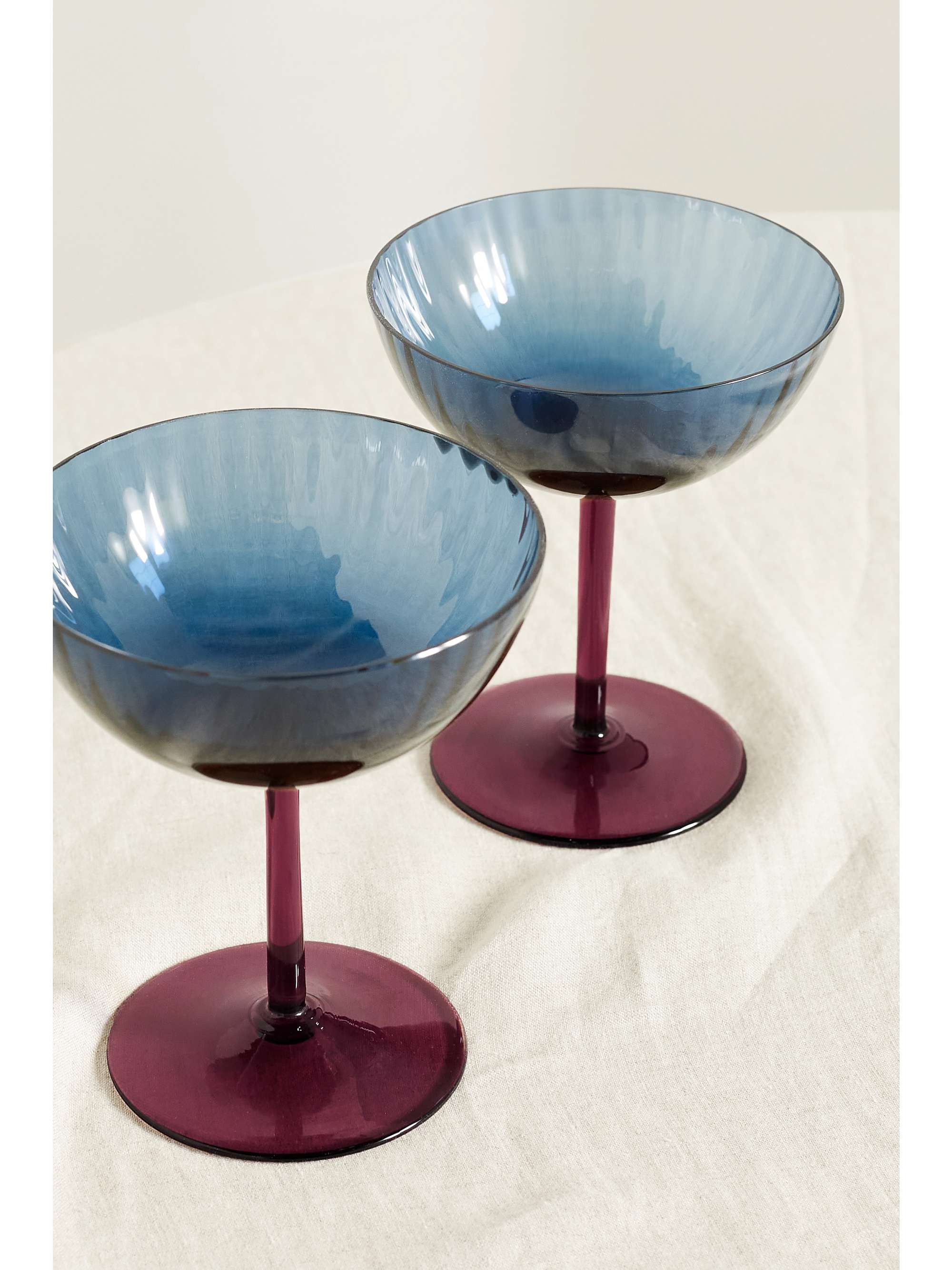 LA DOUBLEJ Set of two Murano glass champagne coupes