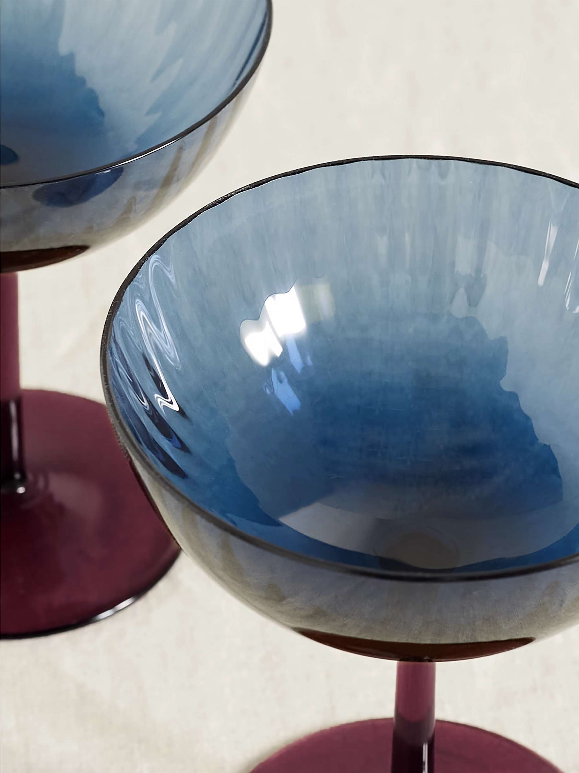 LA DOUBLEJ Set of two Murano glass champagne coupes