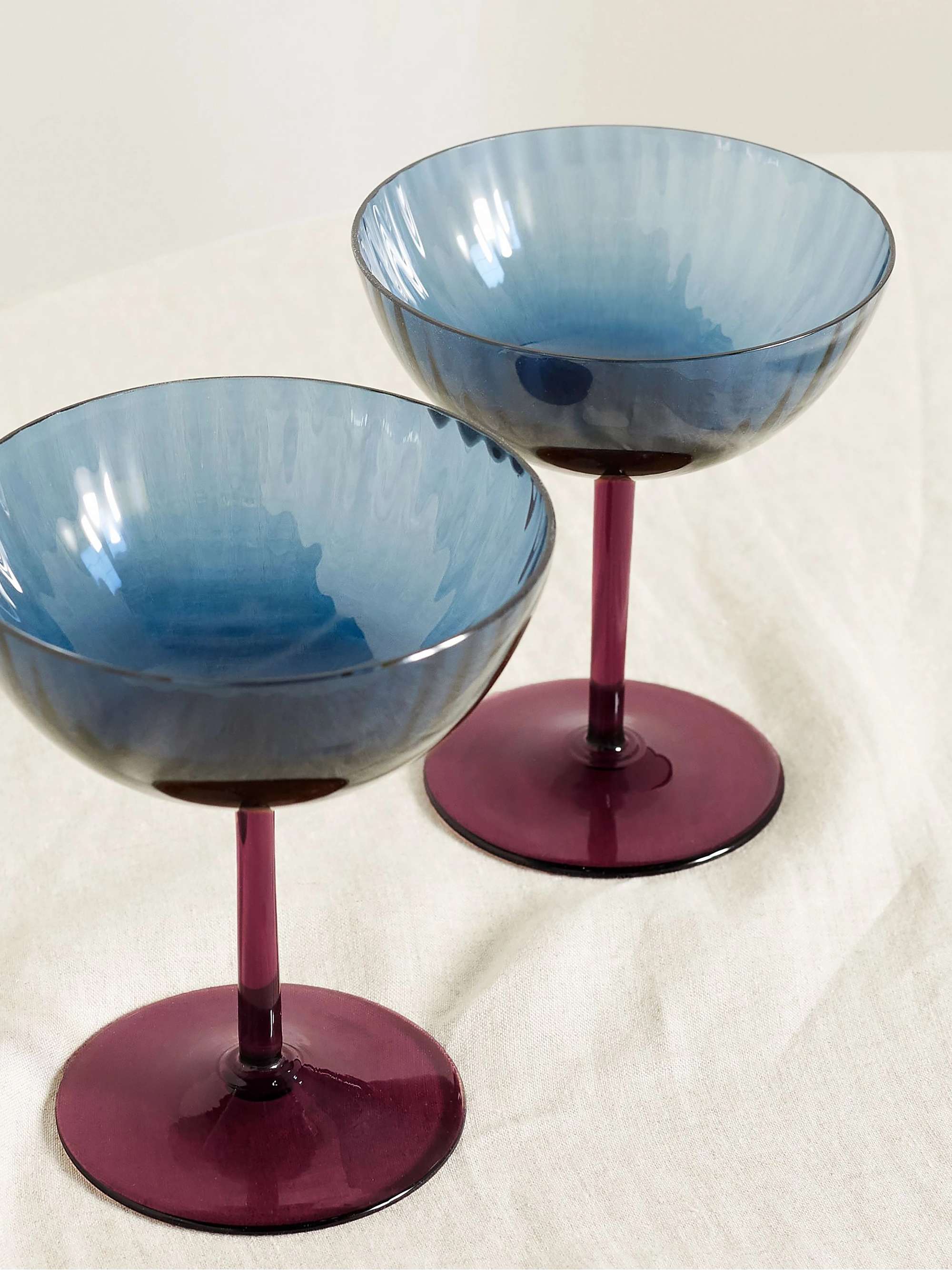 LA DOUBLEJ Set of two Murano glass champagne coupes