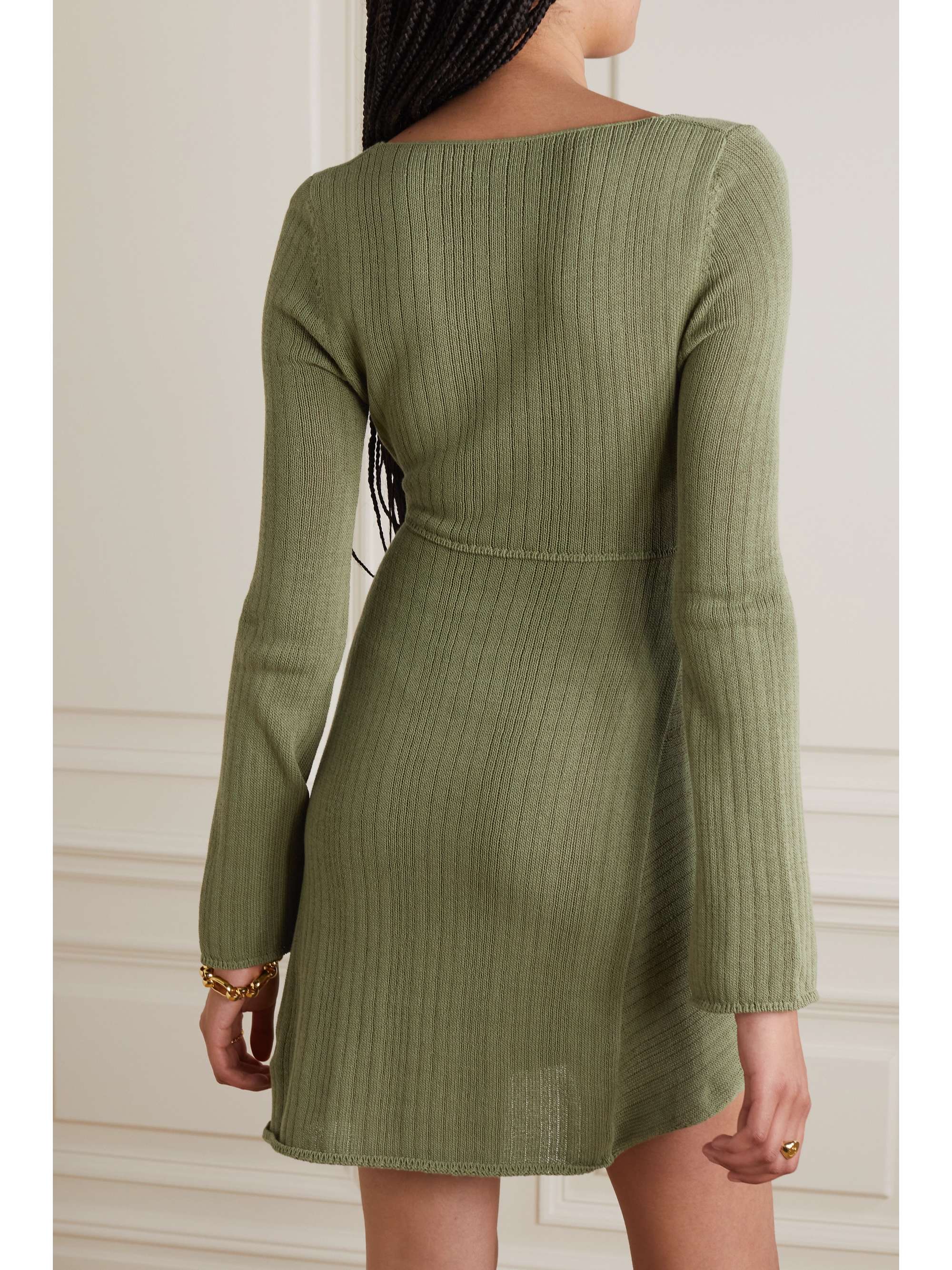 IOANNES Asymmetric cutout cotton-blend mini dress