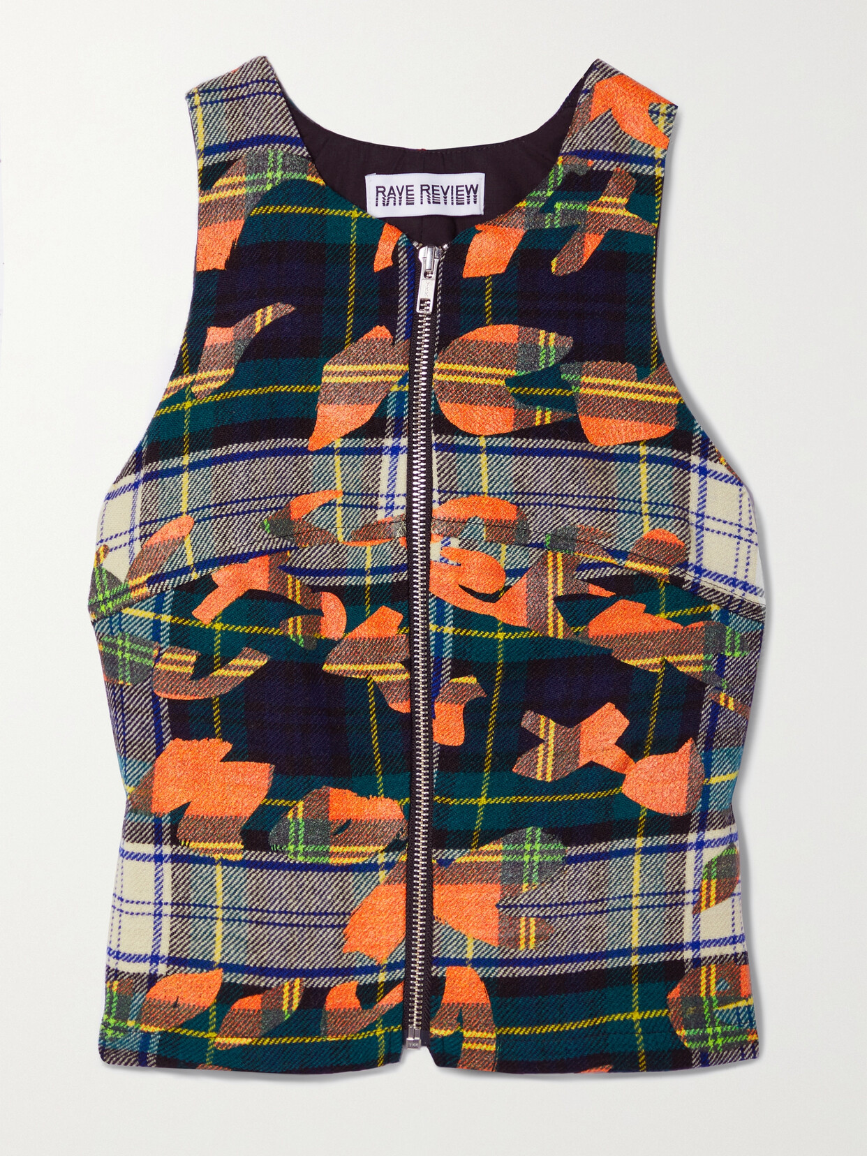 Rave Review Jossi Cropped Printed Checked Wool Top In Multi