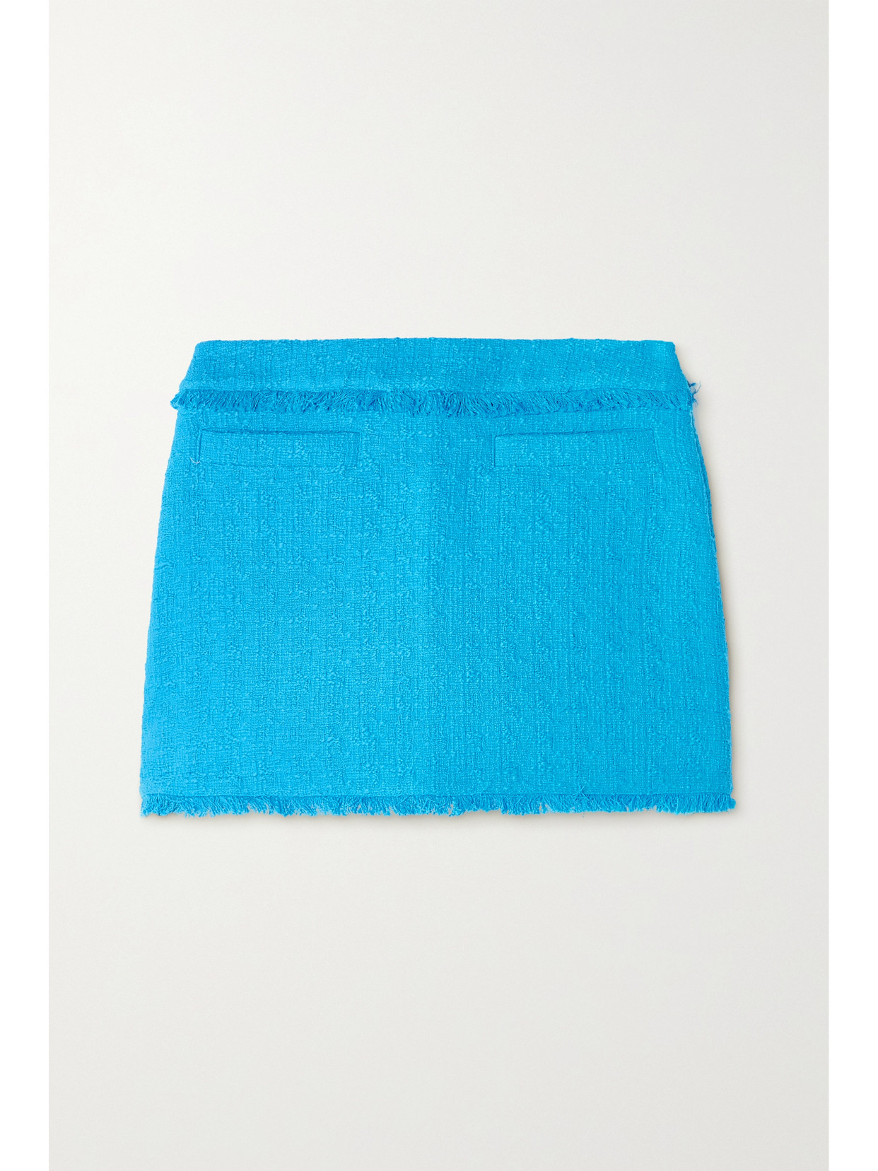 Proenza Schouler White Label Fringed Cotton-blend Tweed Mini Skirt In Blue