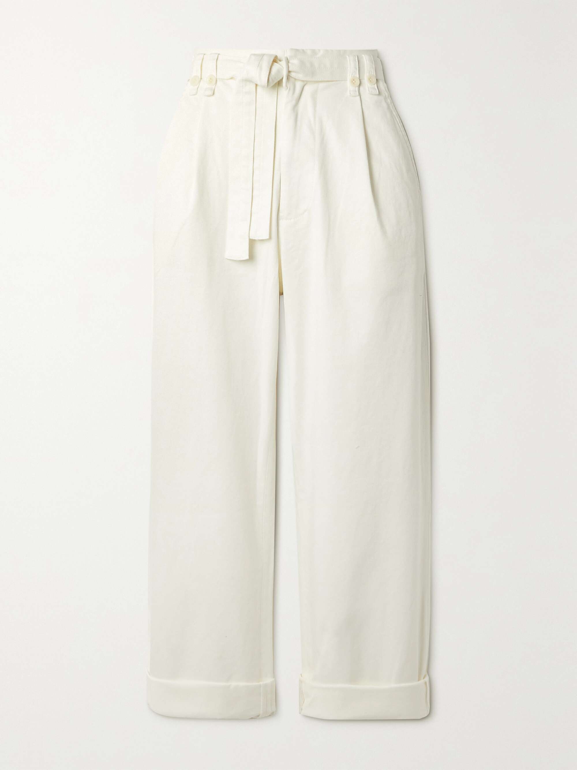 Off-white Cropped belted cotton-blend 
