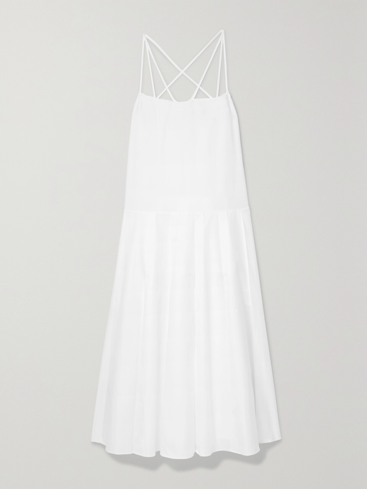 KHAITE THEA PLEATED COTTON-POPLIN MAXI DRESS