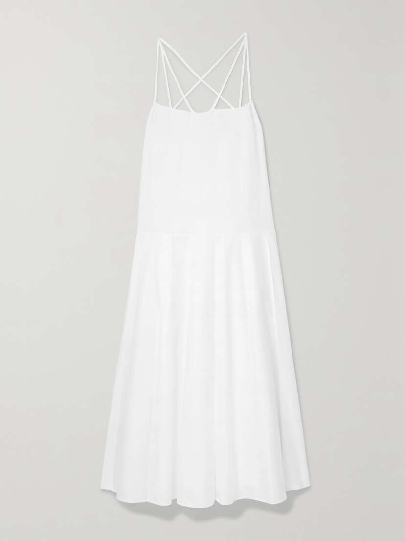 Khaite Thea Pleated Cotton-poplin Maxi Dress