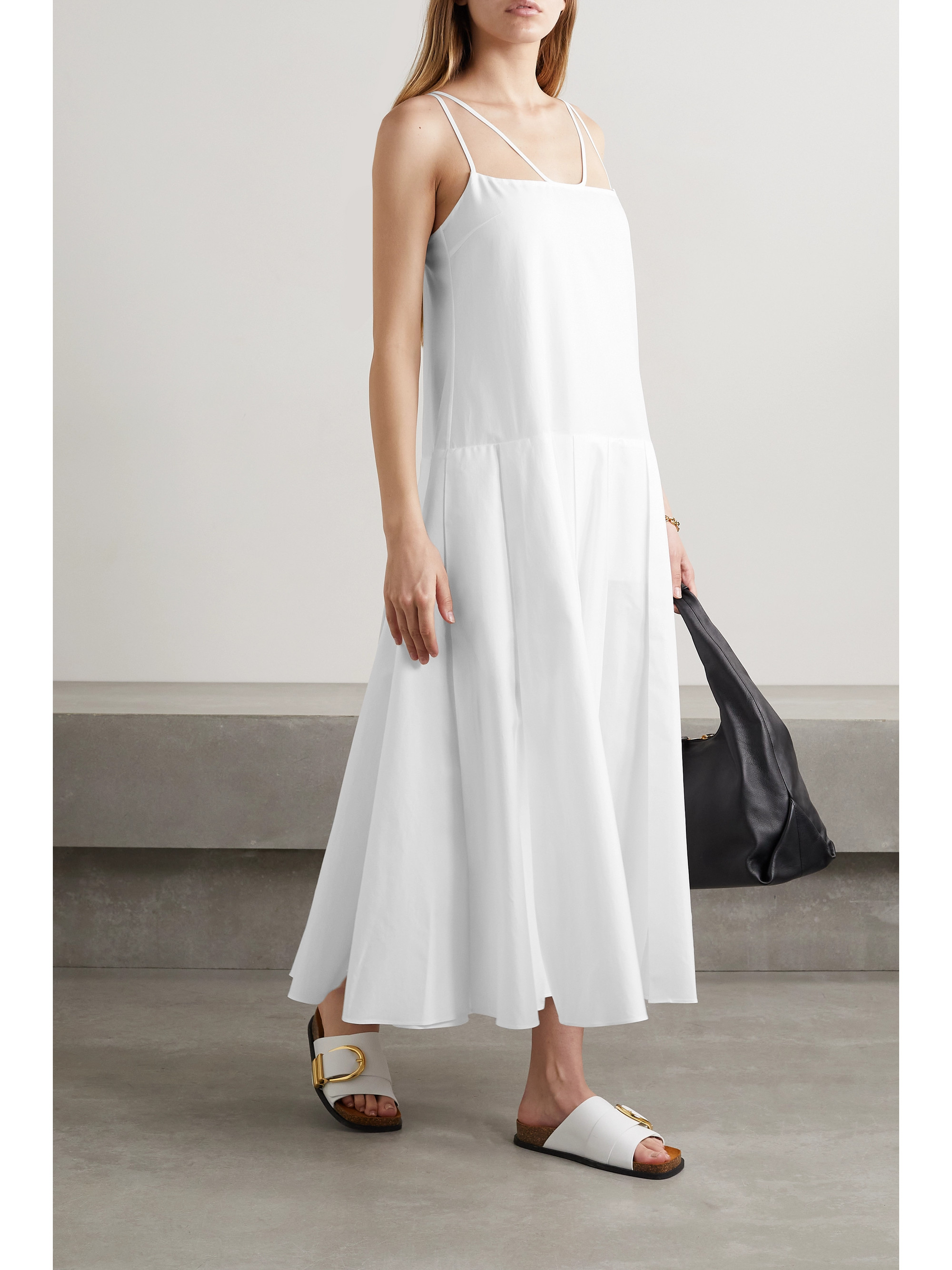 KHAITE Thea pleated cotton-poplin maxi dress