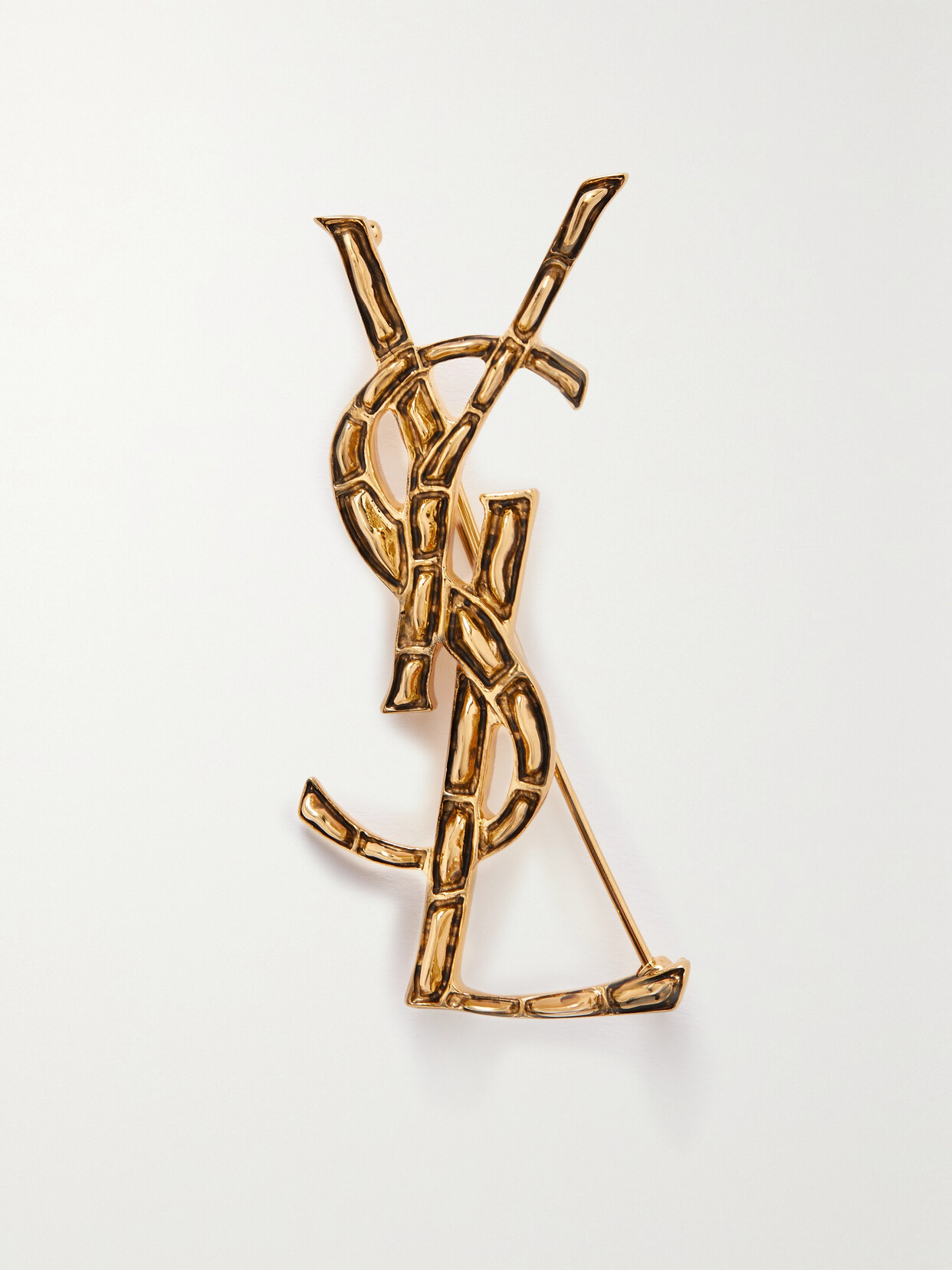 SAINT LAURENT GOLD-TONE BROOCH