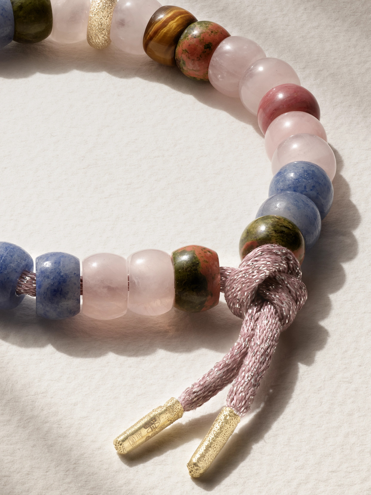 CAROLINA BUCCI + SALONI FORTE BEADS 18-KARAT GOLD AND LUREX MULTI-STONE BRACELET