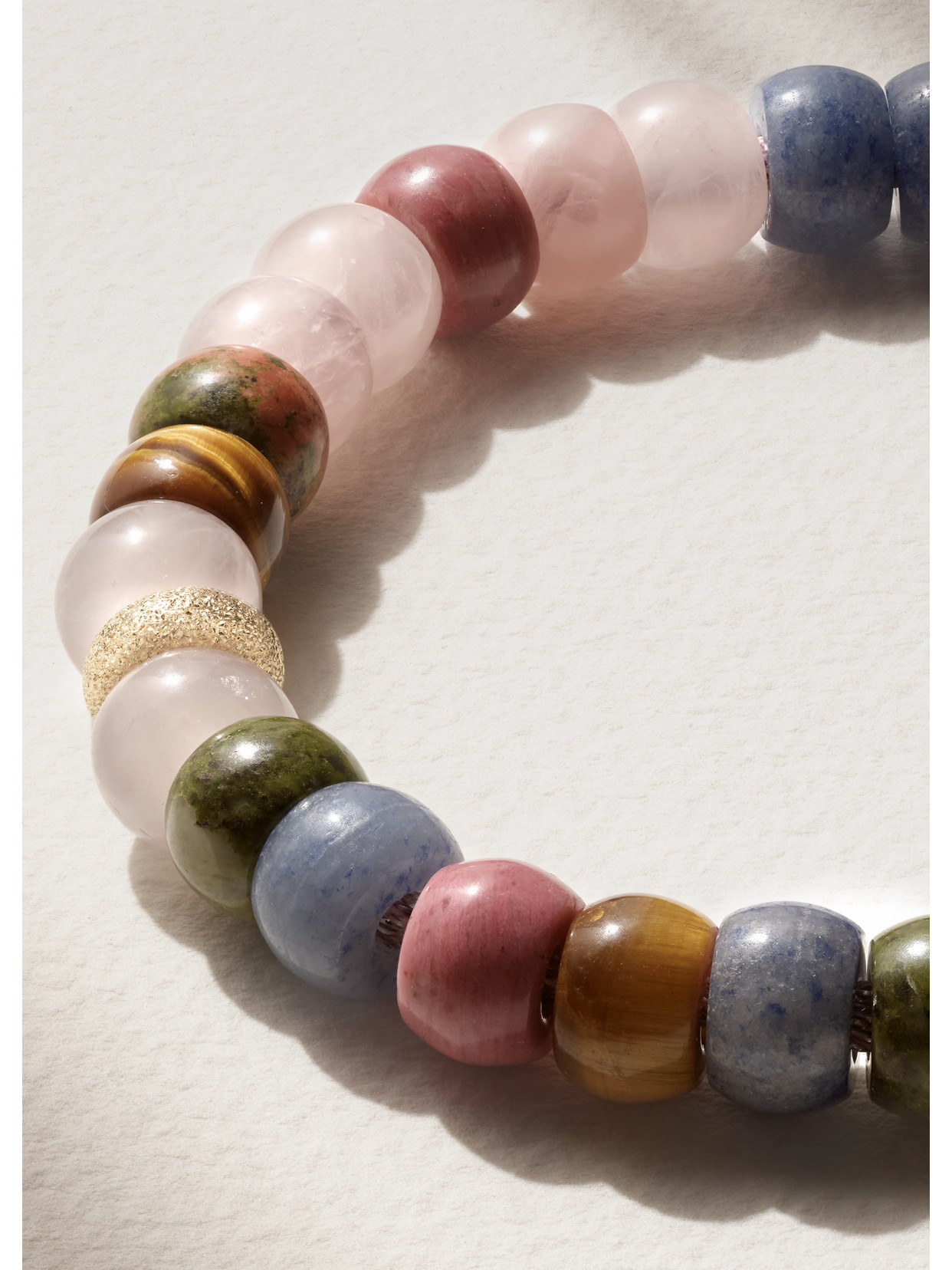 Shop Carolina Bucci + Saloni Forte Beads 18-karat Gold And Lurex Multi-stone Bracelet