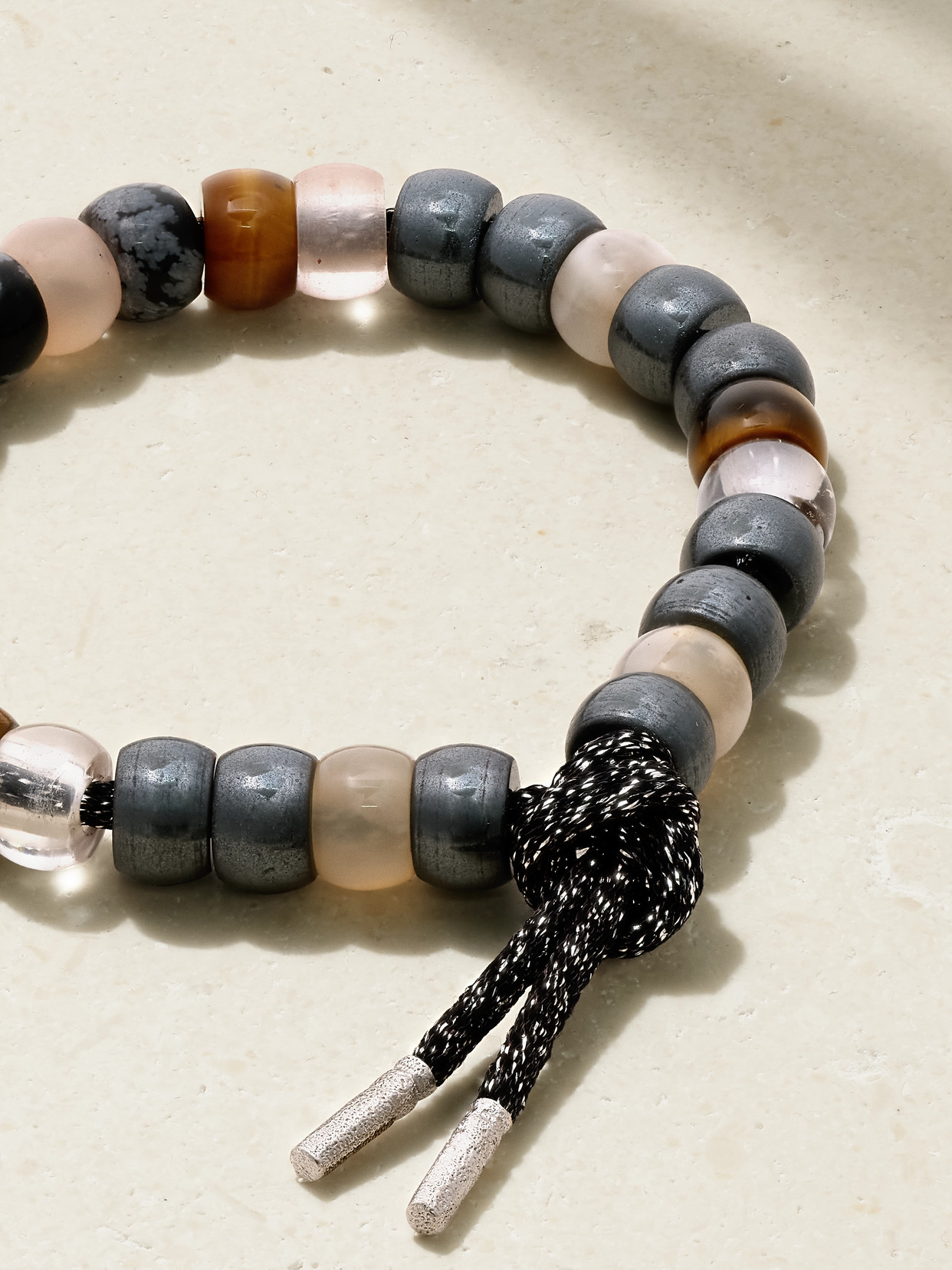 CAROLINA BUCCI + JUDITH LEIBER FORTE BEADS 18-KARAT WHITE GOLD AND LUREX MULTI-STONE BRACELET