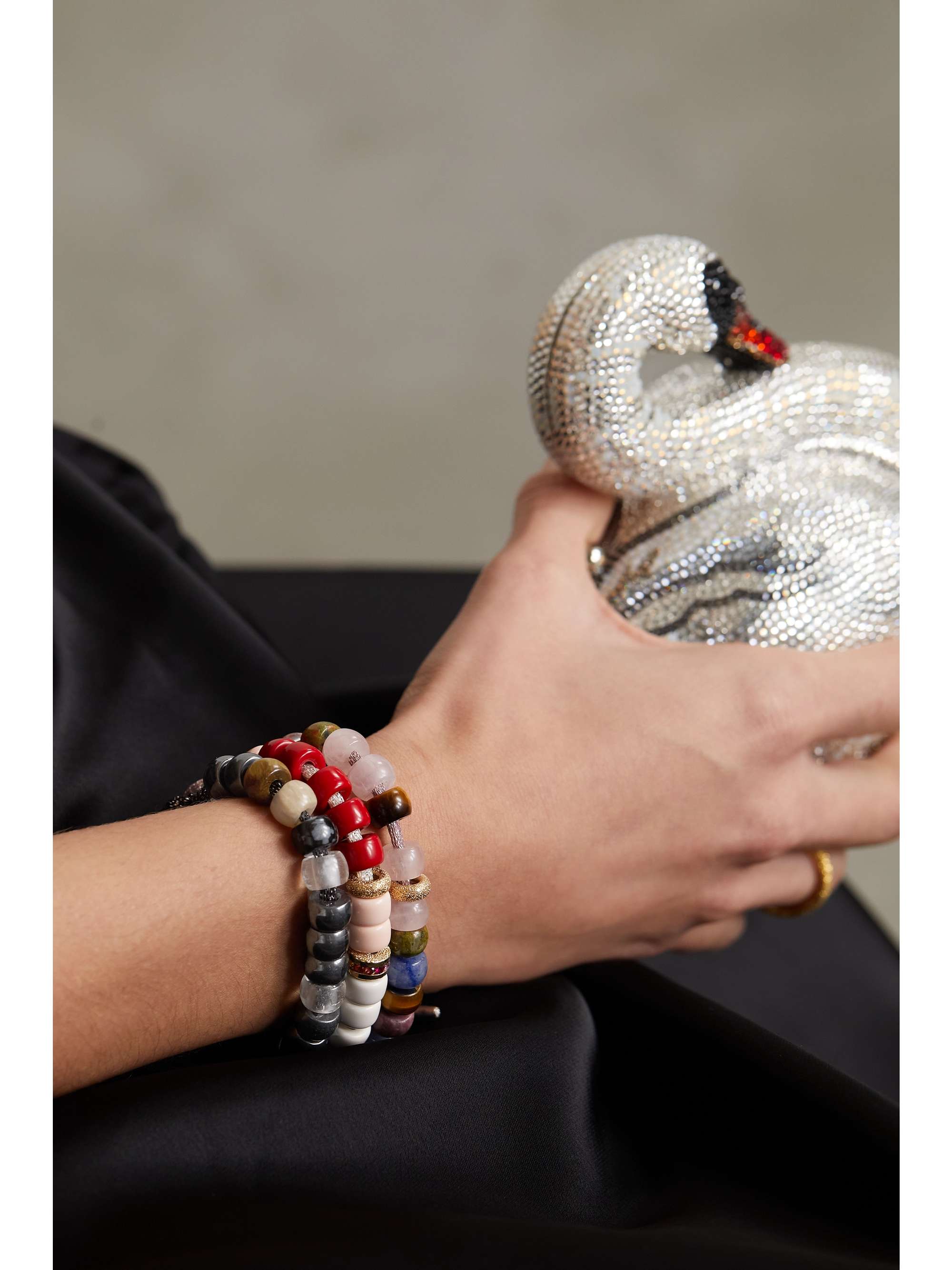 CAROLINA BUCCI + Judith Leiber FORTE Beads 18-karat white gold and Lurex multi-stone bracelet