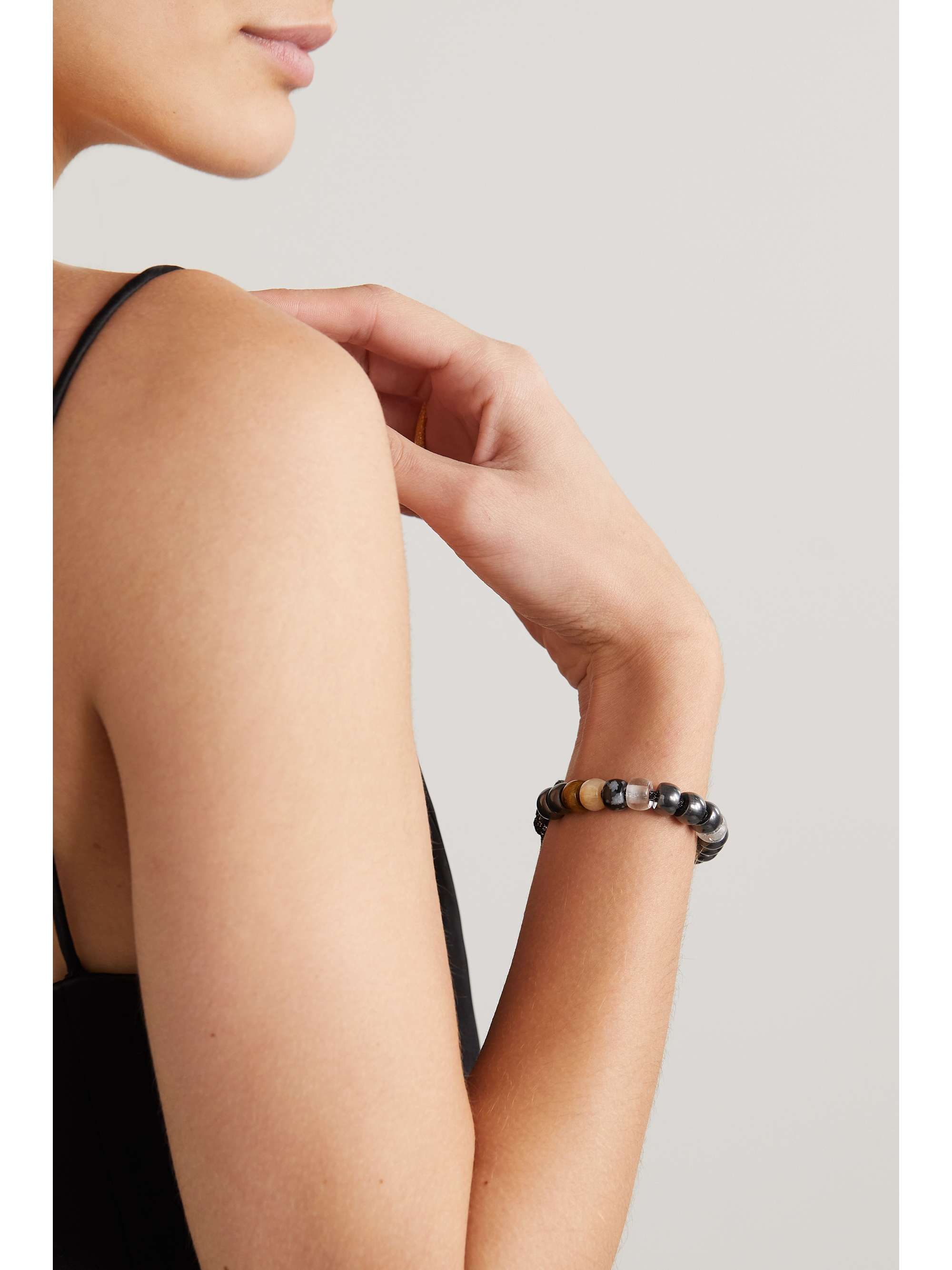 CAROLINA BUCCI + Judith Leiber FORTE Beads 18-karat white gold and Lurex multi-stone bracelet