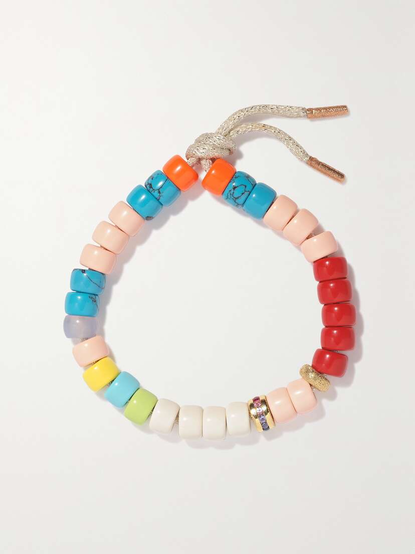 Carolina Bucci + Halpern Forte Beads 18-karat Rose And Yellow Gold, Lurex And -stone Bracelet