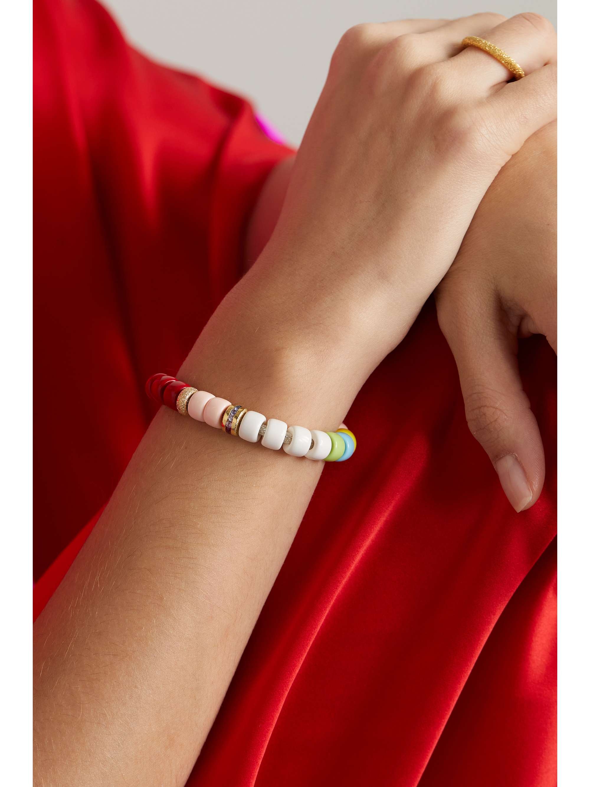 CAROLINA BUCCI + Judith Leiber FORTE Beads 18-karat white gold and Lurex multi-stone bracelet