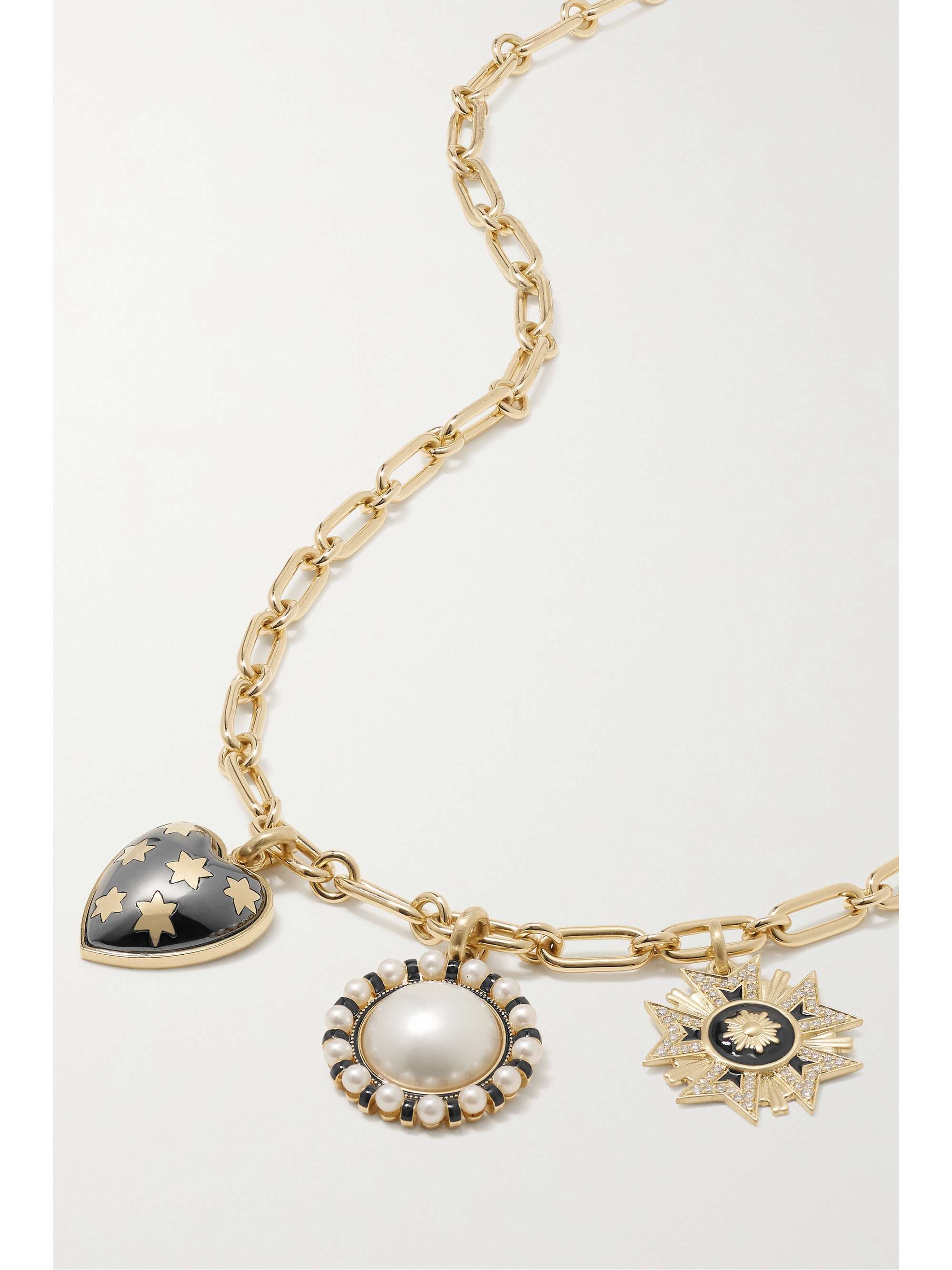 STORROW 14-karat gold and enamel multi-stone necklace