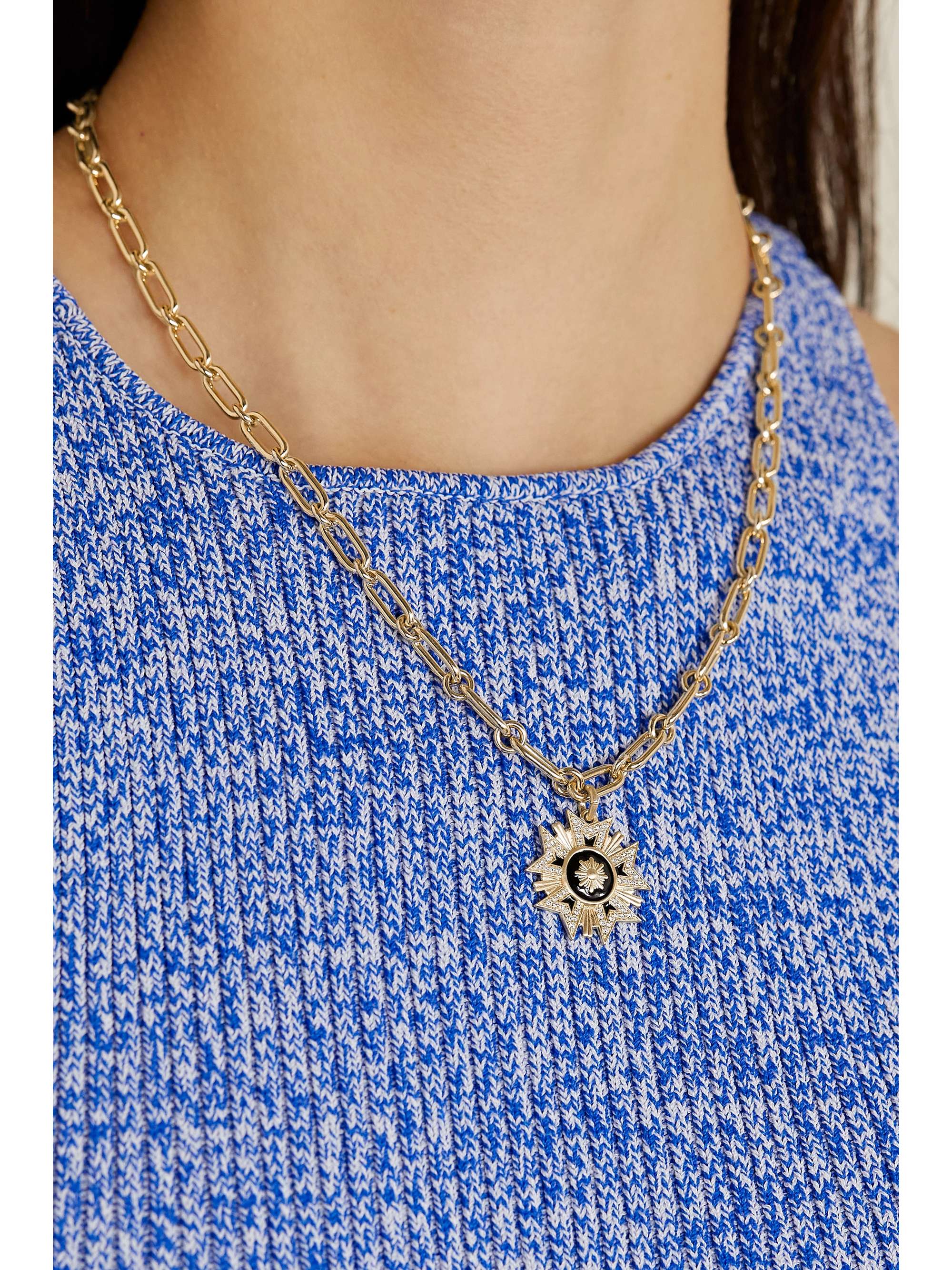 STORROW 14-karat gold and enamel multi-stone necklace