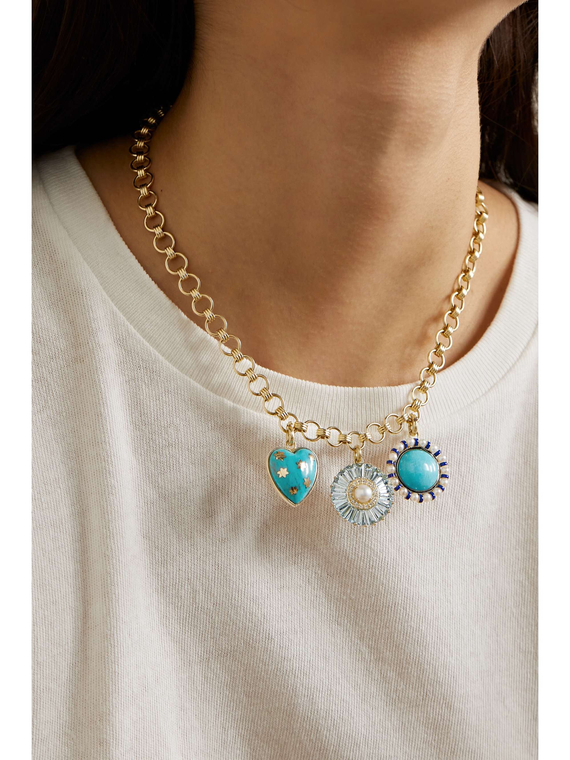 STORROW 14-karat gold multi-stone necklace