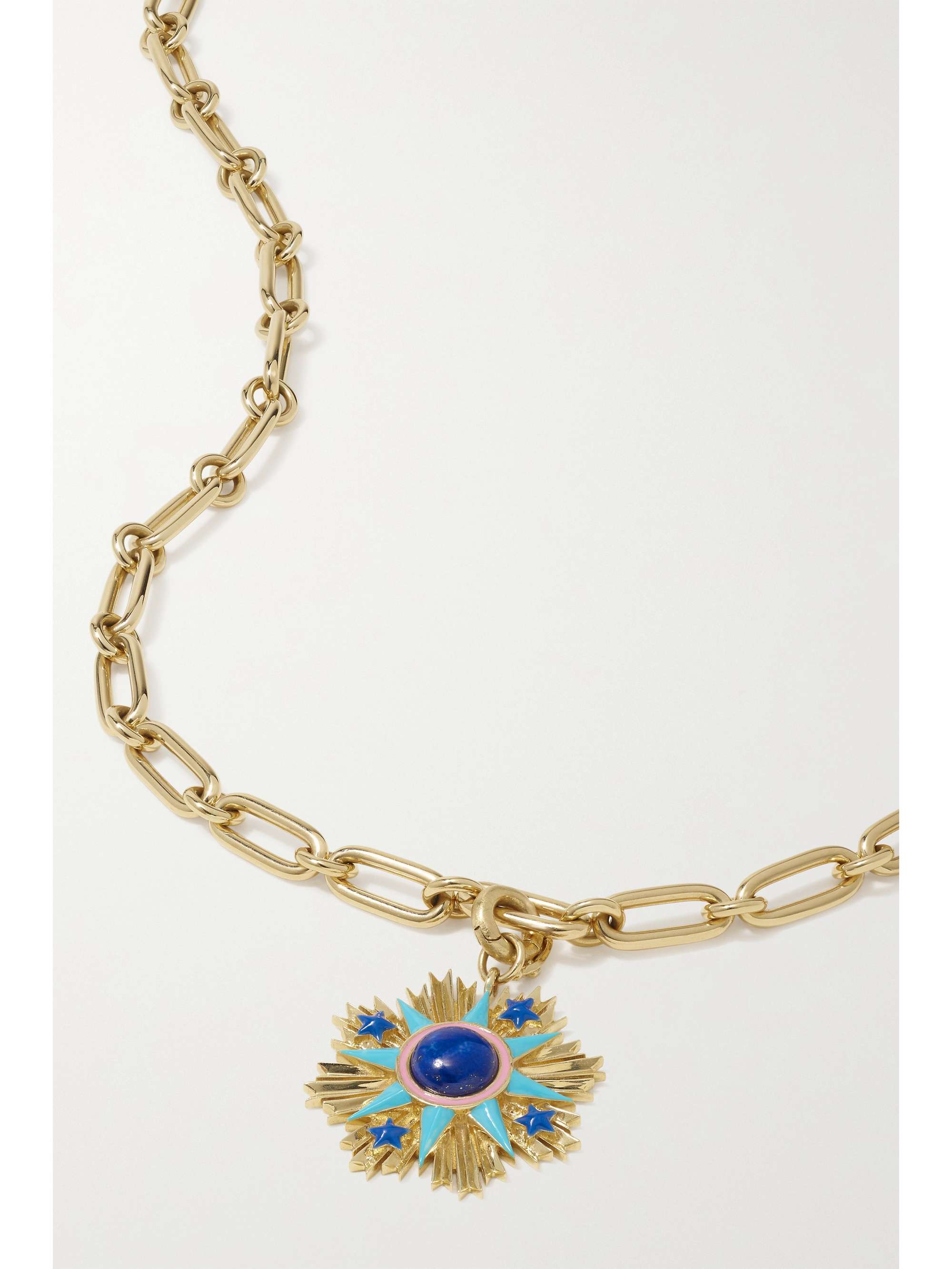 STORROW Rosa 14-karat gold, enamel and lapis lazuli necklace