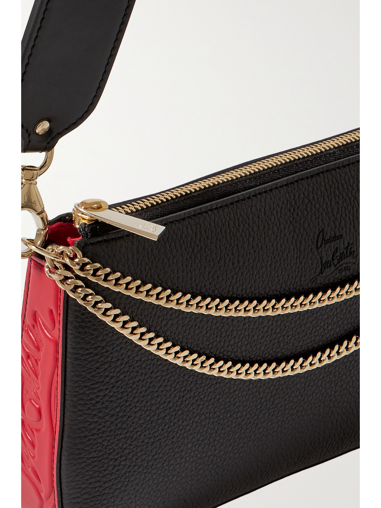 Christian Louboutin Loubila Chain-embellished Leather Shoulder Bag In Black