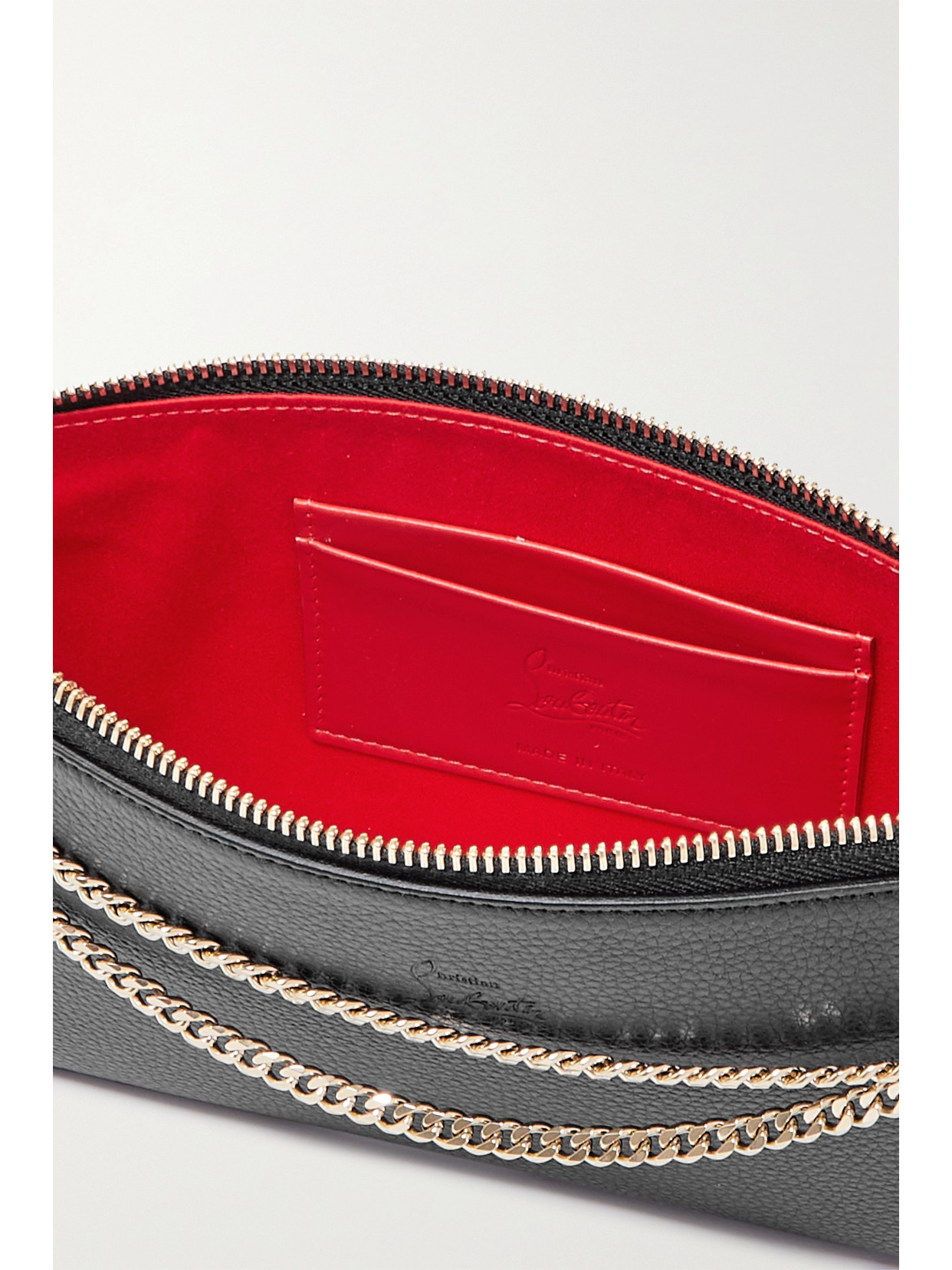 Christian Louboutin Loubila Chain-embellished Leather Shoulder Bag In Black