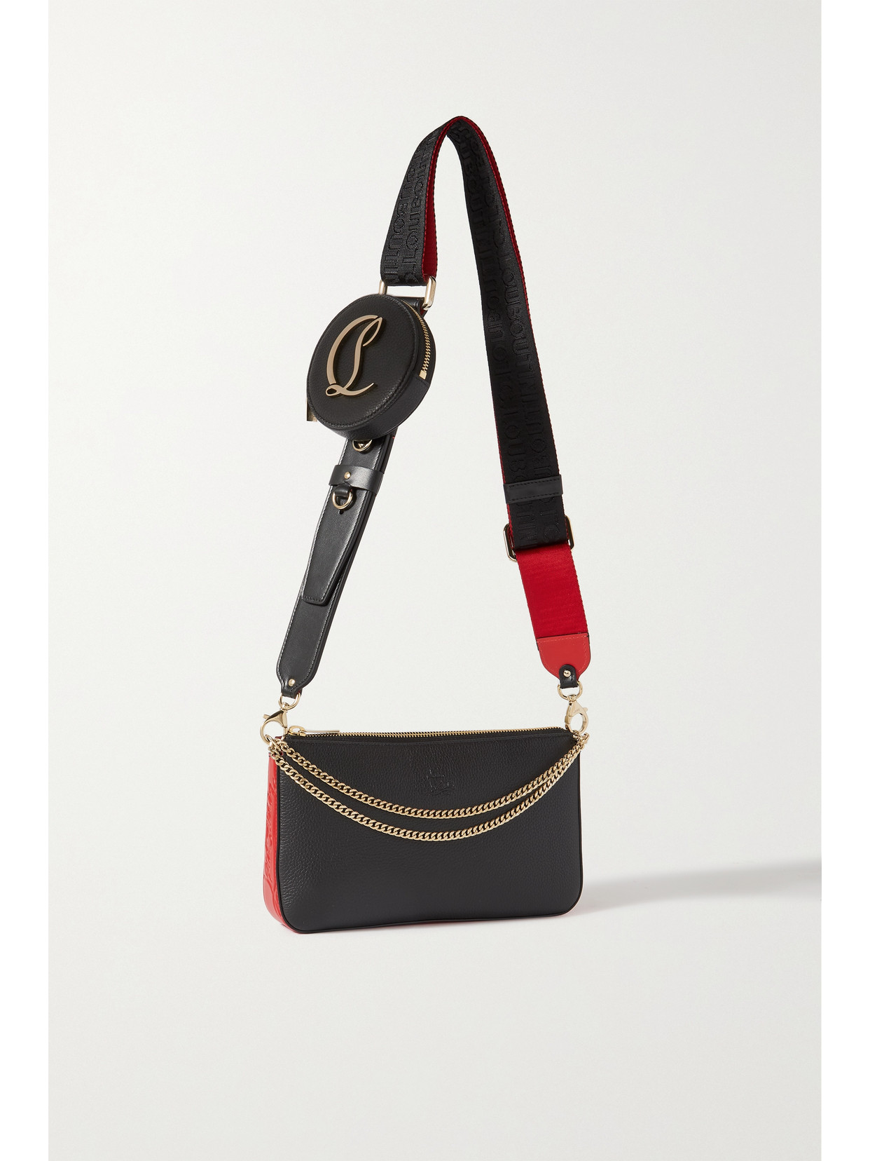 Christian Louboutin Loubila Chain-embellished Leather Shoulder Bag In Black