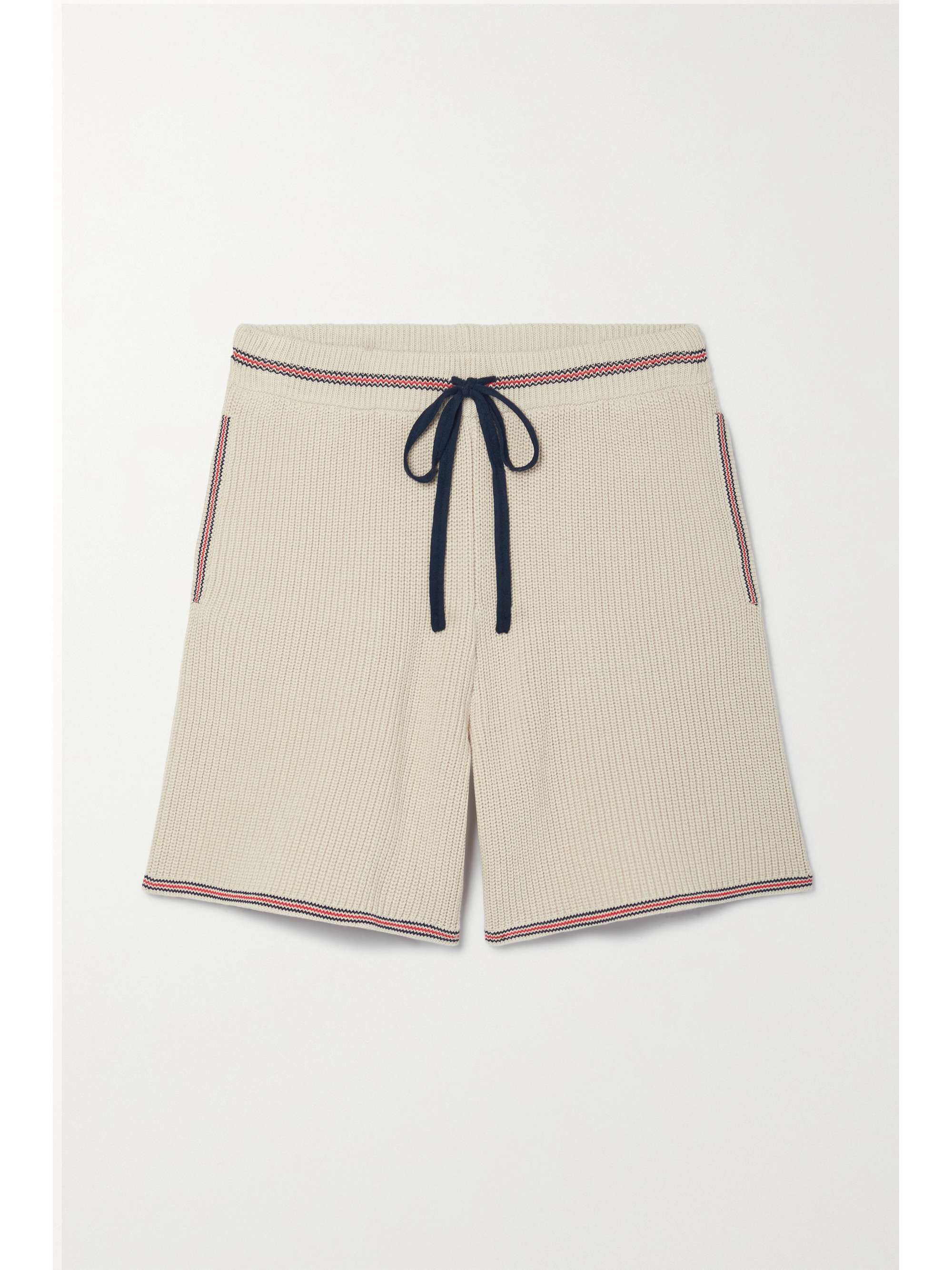 Beige Striped ribbed cotton shorts 
