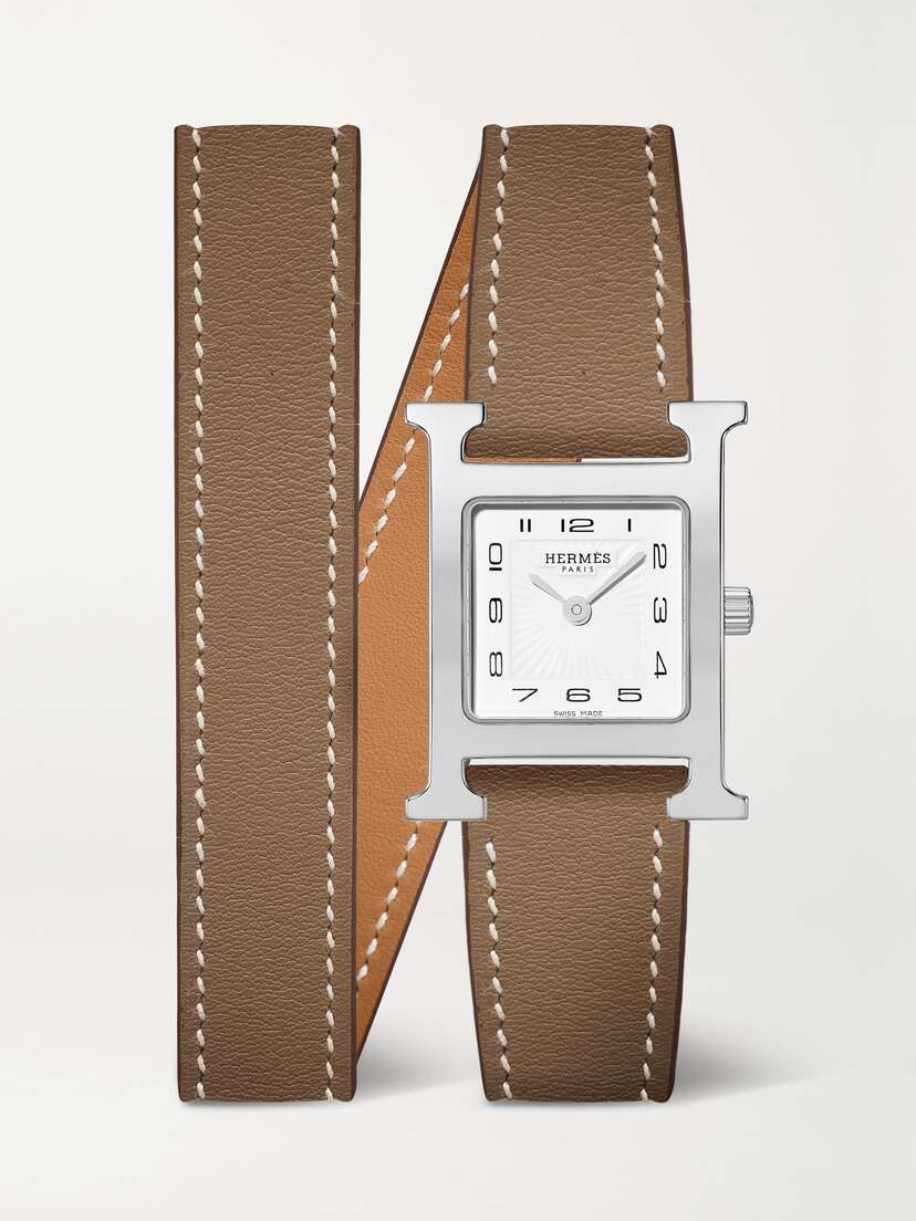 Hermès Timepieces Heure H 25mm Small Stainless Steel And Leather Watch