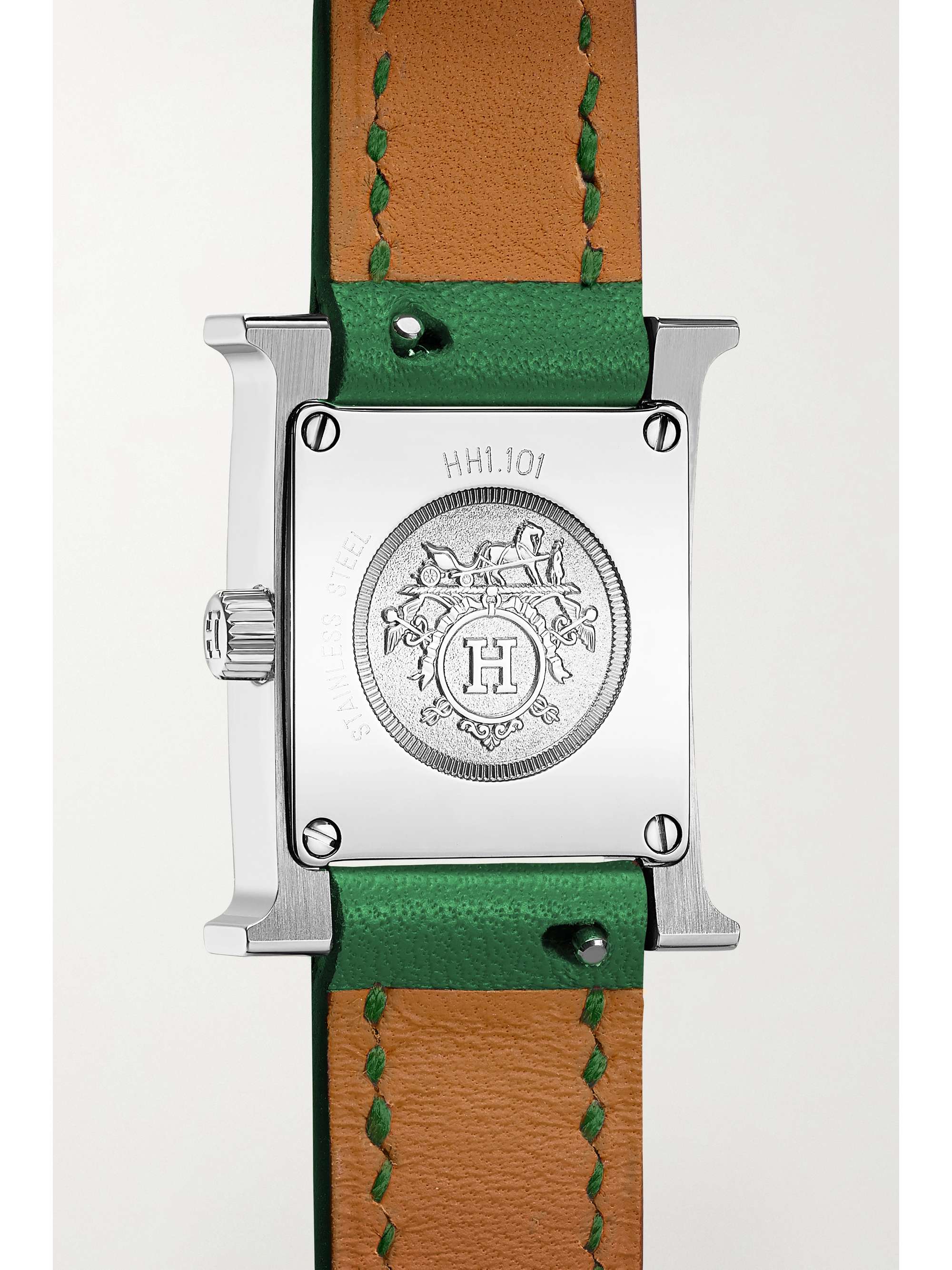 HERMÈS TIMEPIECES Heure H Double Tour 21mm mini stainless steel and leather watch