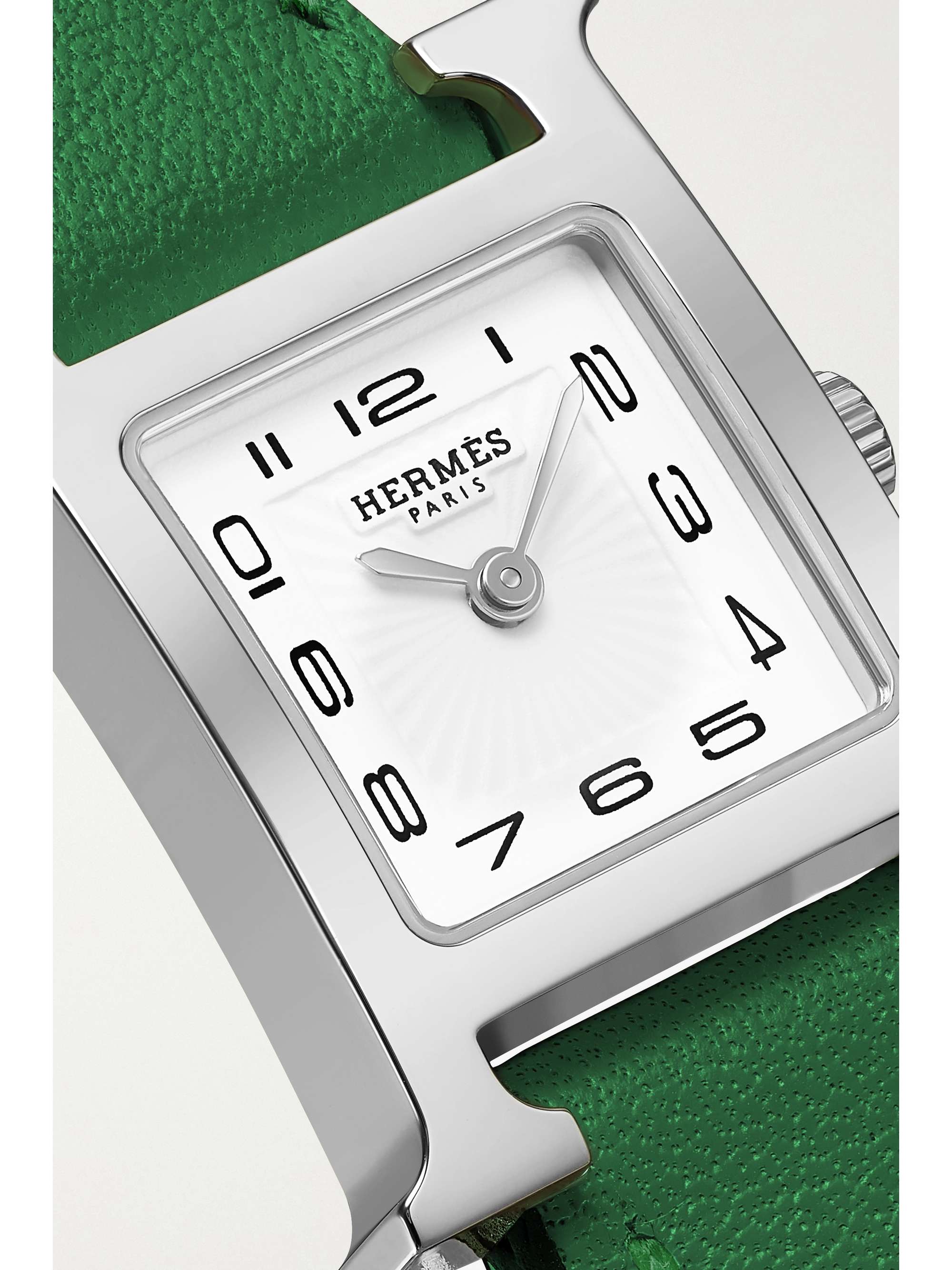 HERMÈS TIMEPIECES Heure H Double Tour 21mm mini stainless steel and leather watch