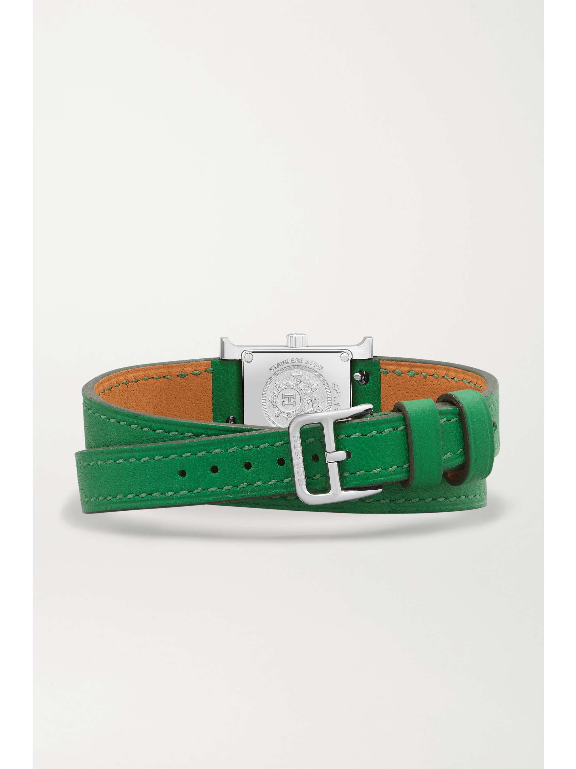 HERMÈS TIMEPIECES Heure H Double Tour 21mm mini stainless steel and leather watch