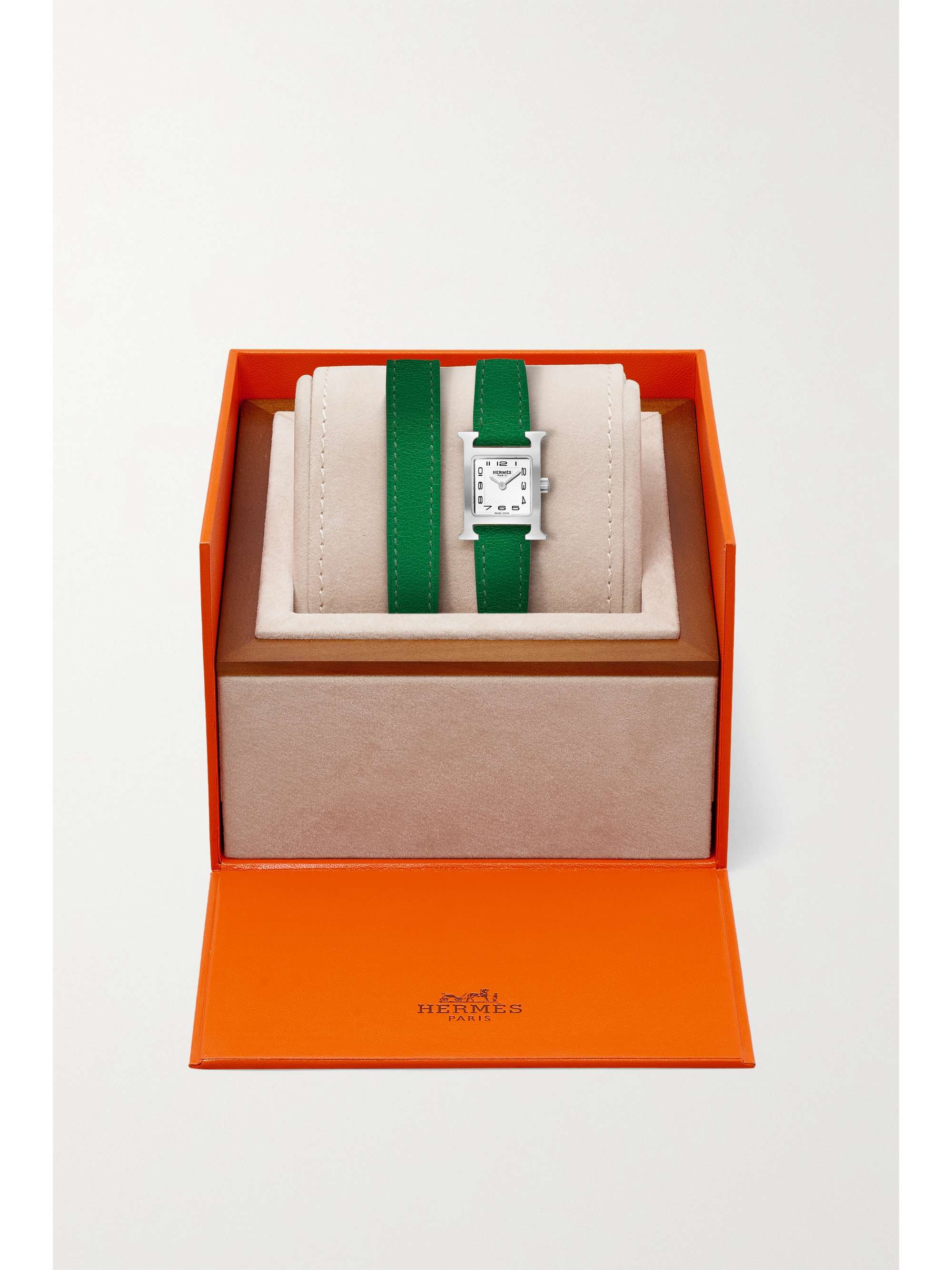 HERMÈS TIMEPIECES Heure H Double Tour 21mm mini stainless steel and leather watch