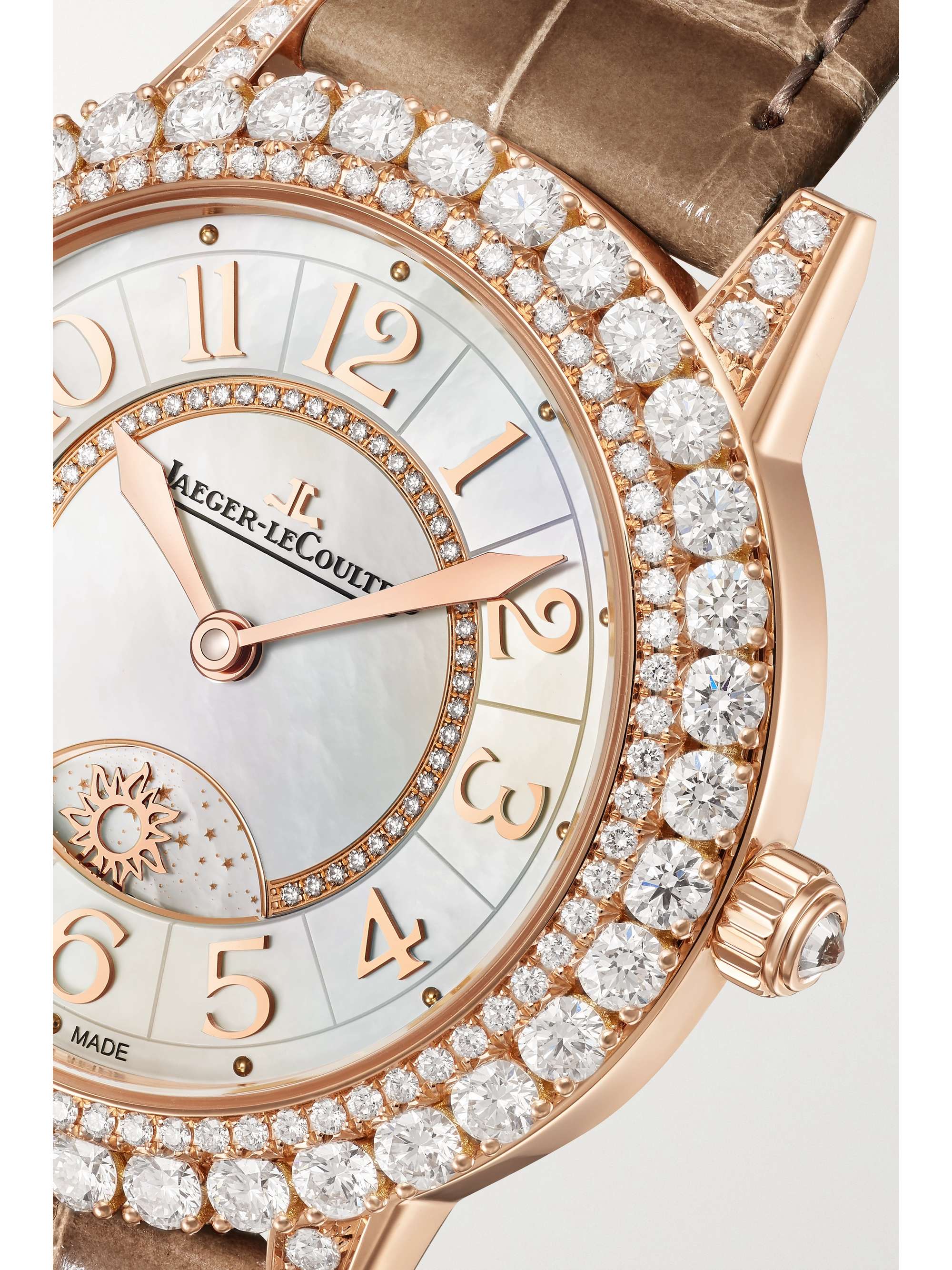 JAEGER LECOULTRE Dazzling Rendez-Vous Night & Day Automatic 36mm 18-karat rose gold, alligator and diamond watch