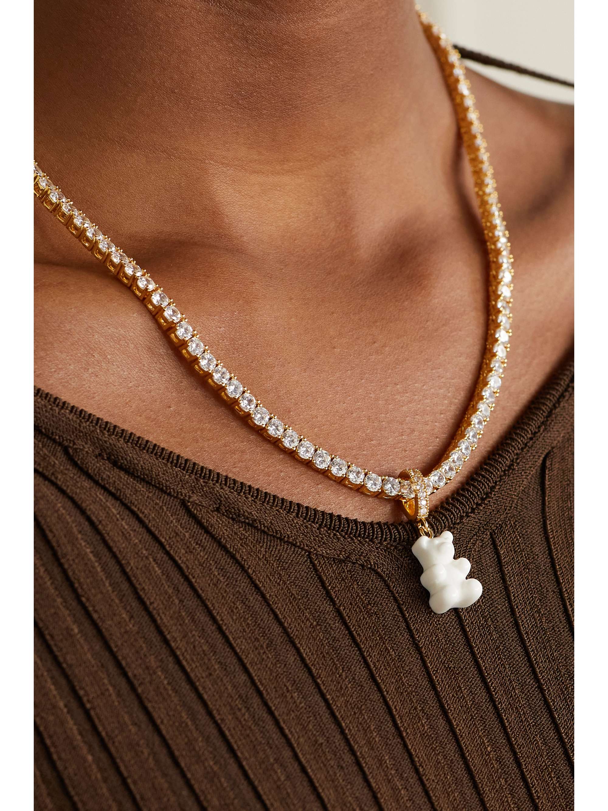 CRYSTAL HAZE JEWELRY Nostalgia Bear gold-plated, resin and cubic zirconia pendant