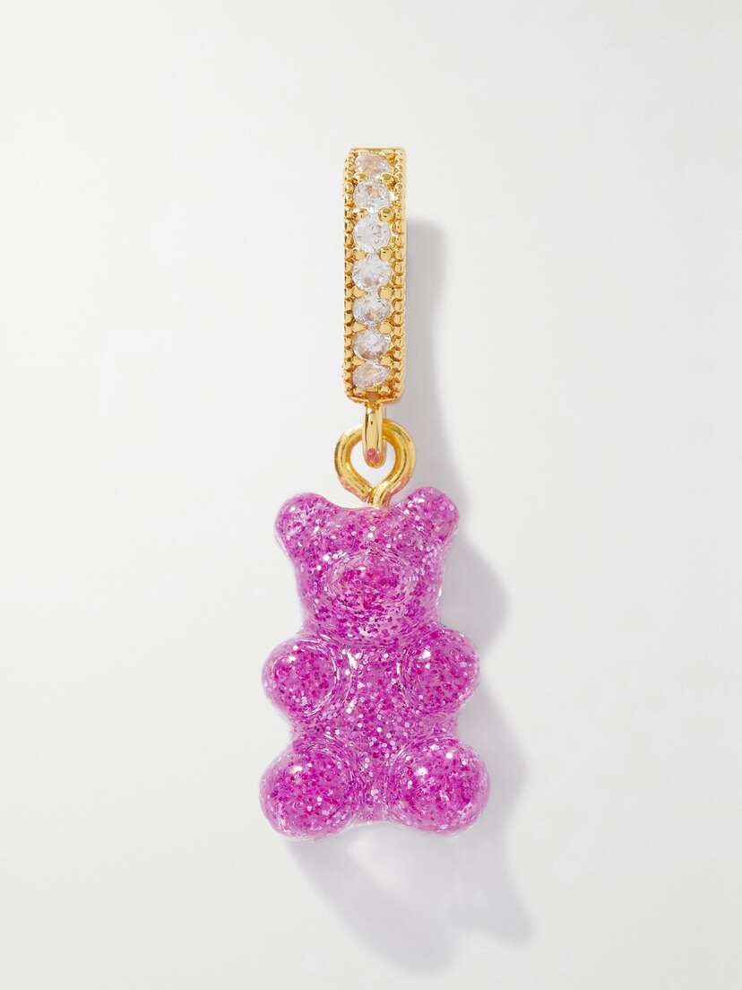 CRYSTAL HAZE JEWELRY Nostalgia Bear Gold-plated, Resin And Cubic Zirconia Pendant