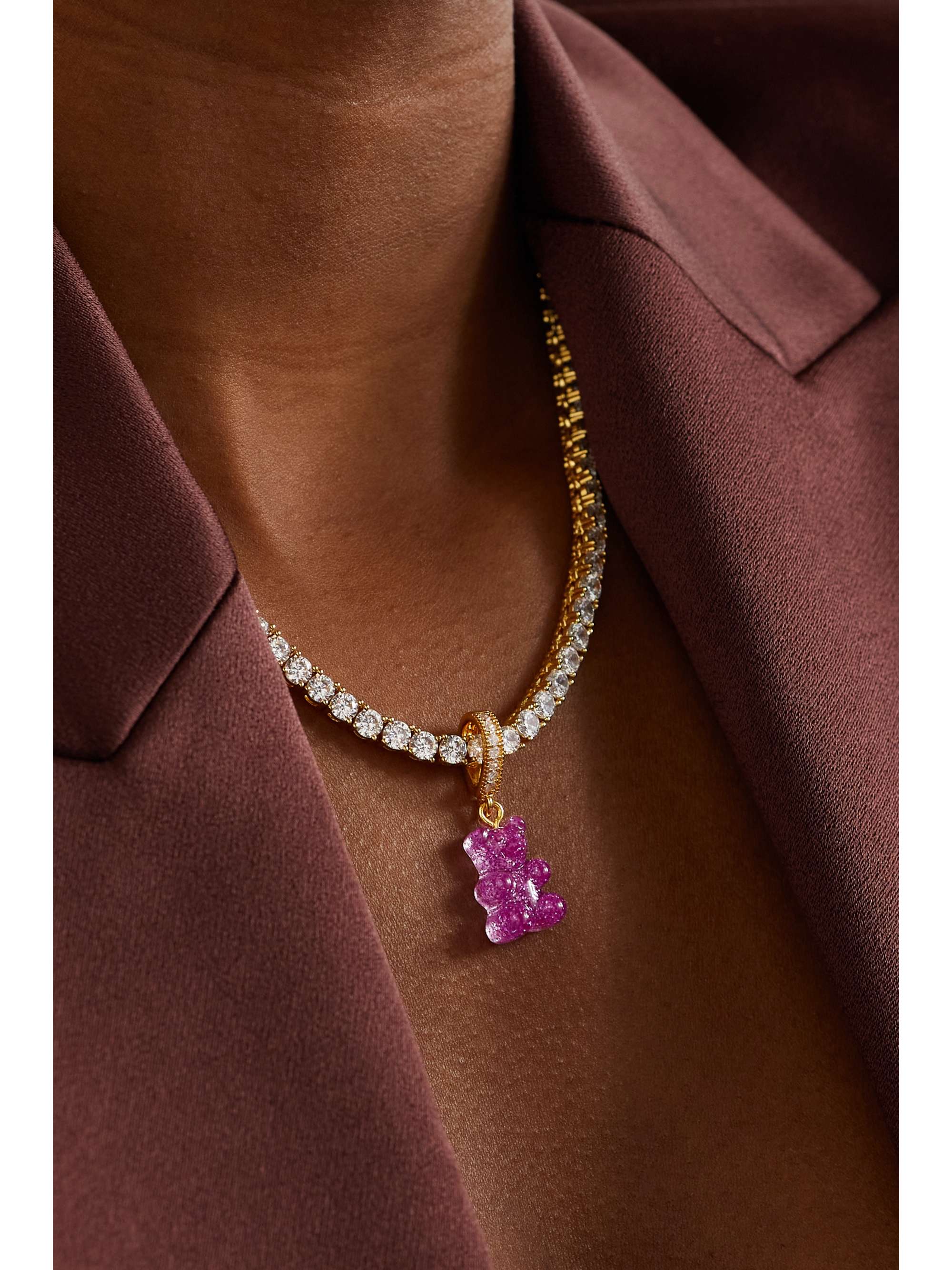 CRYSTAL HAZE JEWELRY Nostalgia Bear gold-plated, resin and cubic zirconia pendant