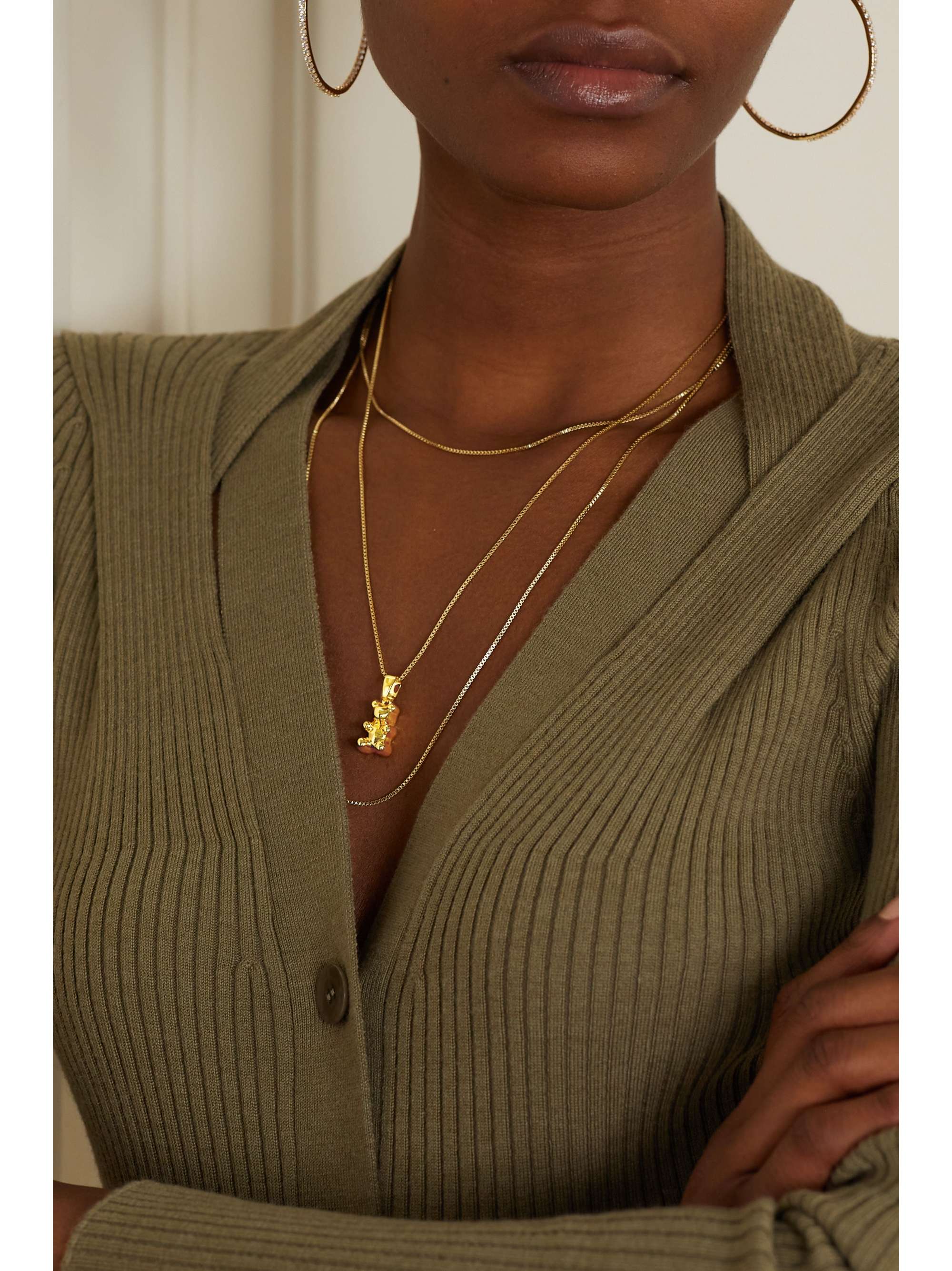 CRYSTAL HAZE JEWELRY Nostalgia Bear gold-plated, resin and cubic zirconia pendant
