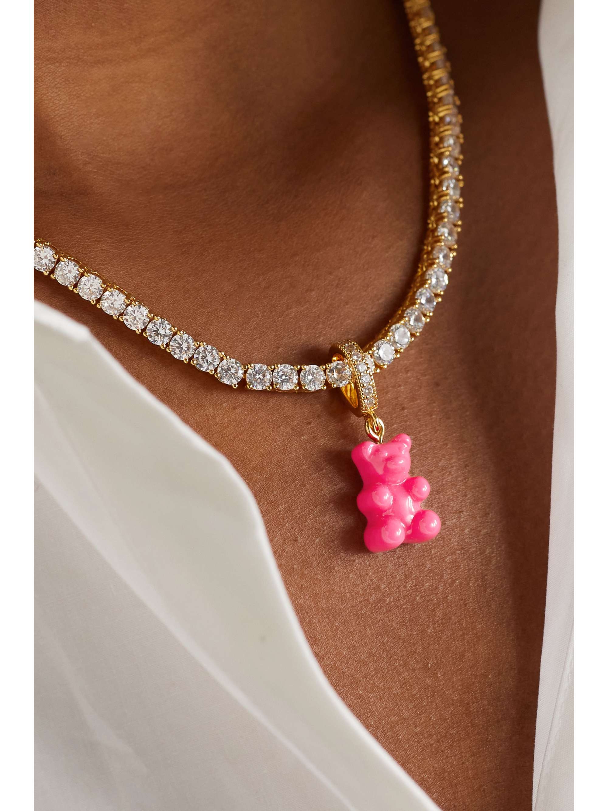 CRYSTAL HAZE JEWELRY Nostalgia Bear gold-plated, resin and cubic zirconia pendant