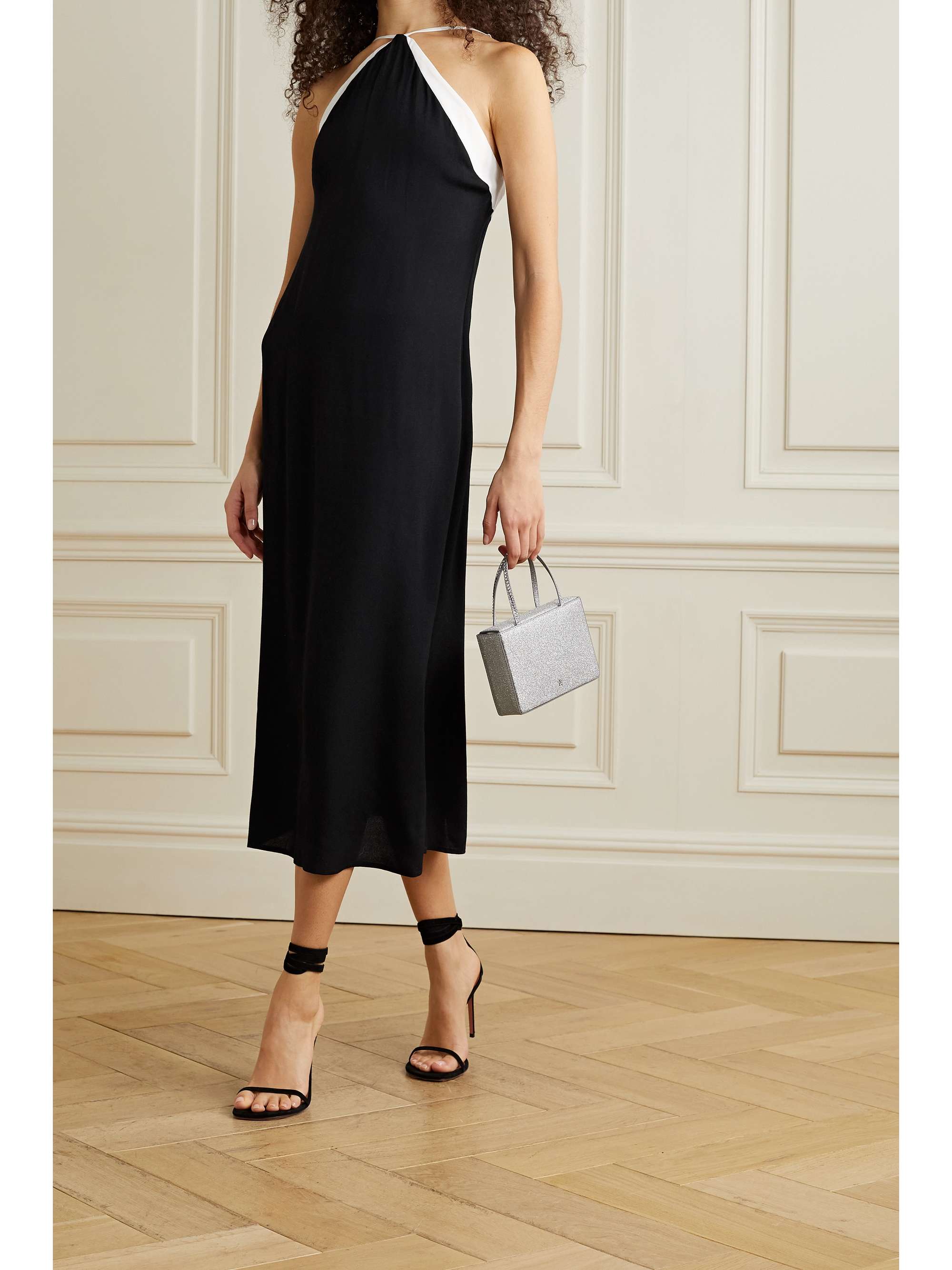 reformation black midi dress