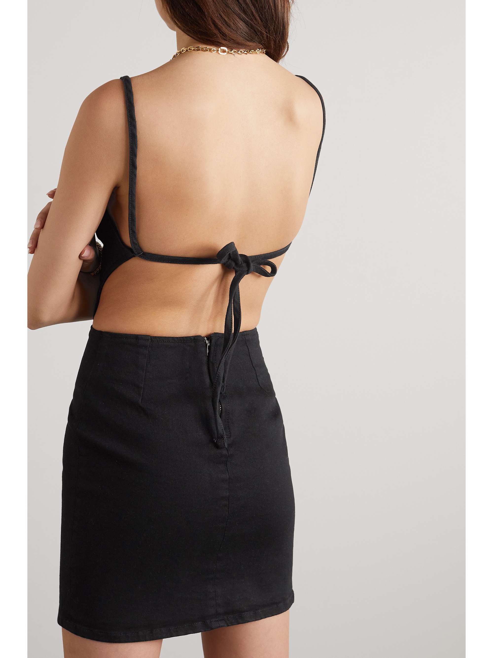 REFORMATION + NET SUSTAIN Kate open-back organic denim mini dress