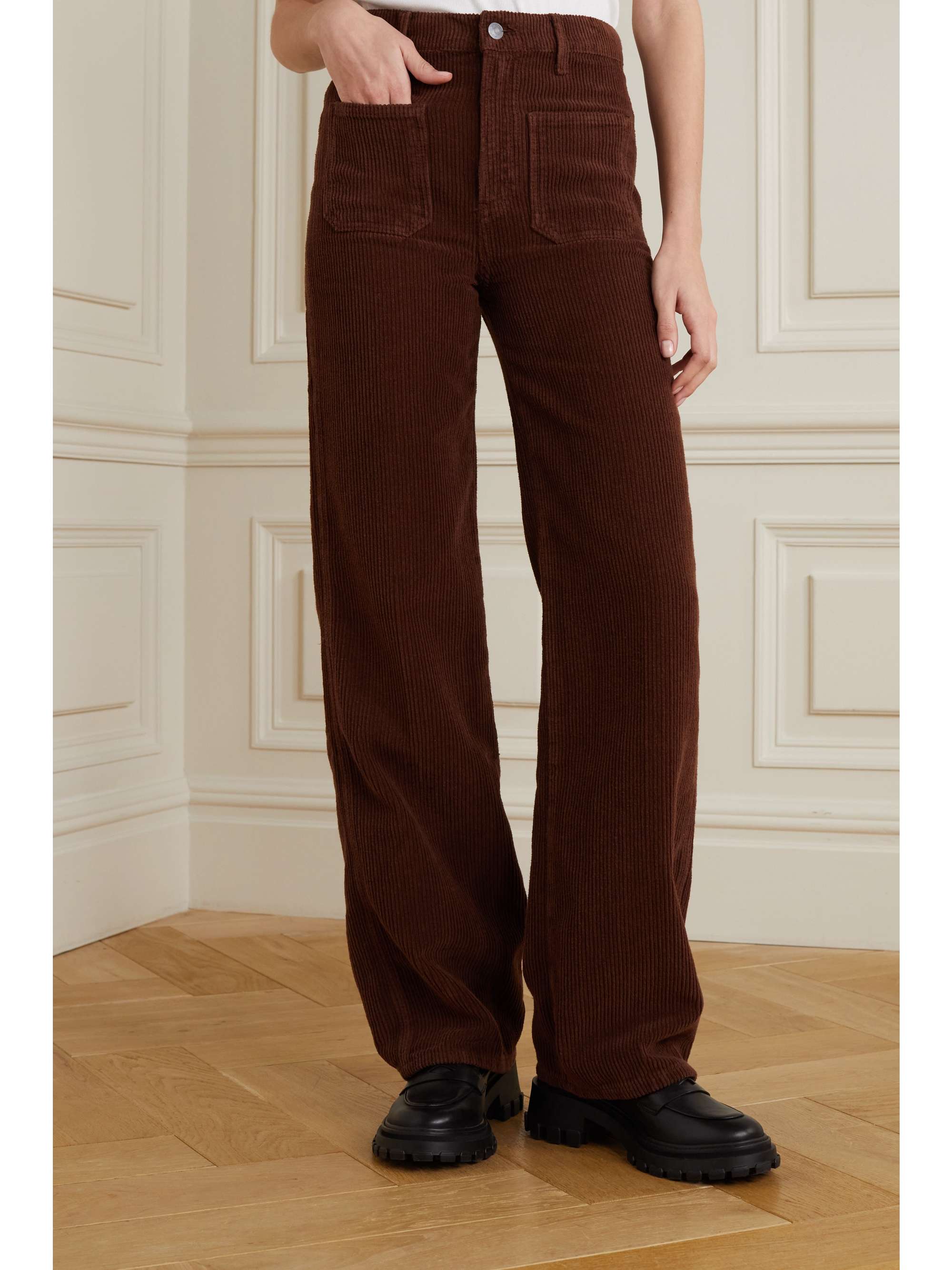 Brown Alyssa cotton-corduroy wide-leg 