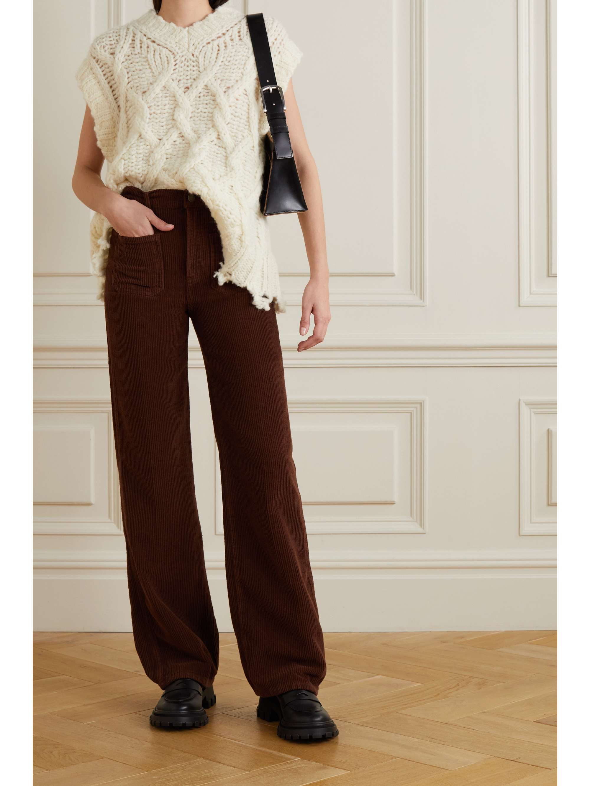 Brown Alyssa cotton-corduroy wide-leg 
