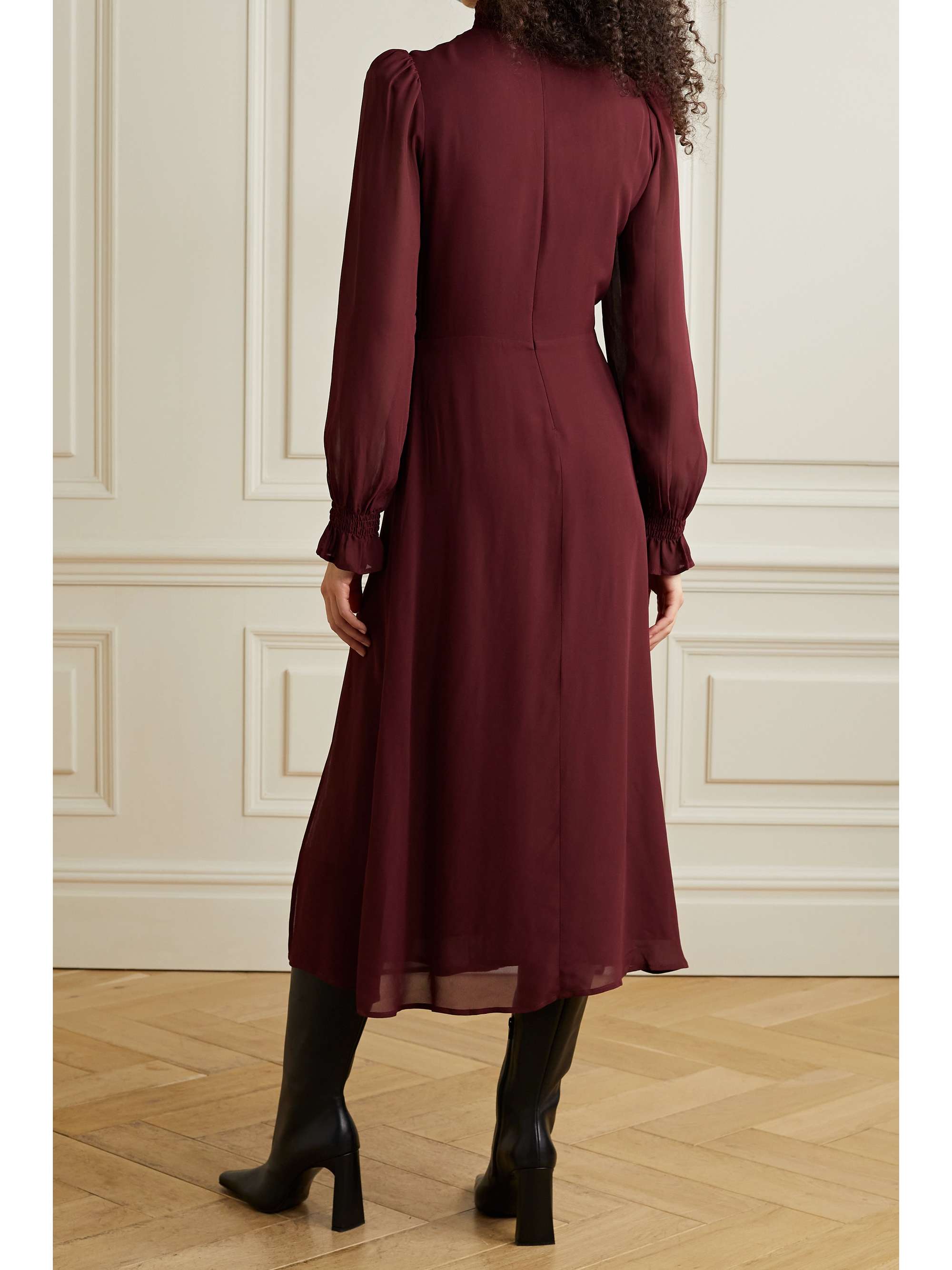 REFORMATION + NET SUSTAIN Stevi shirred georgette midi dress