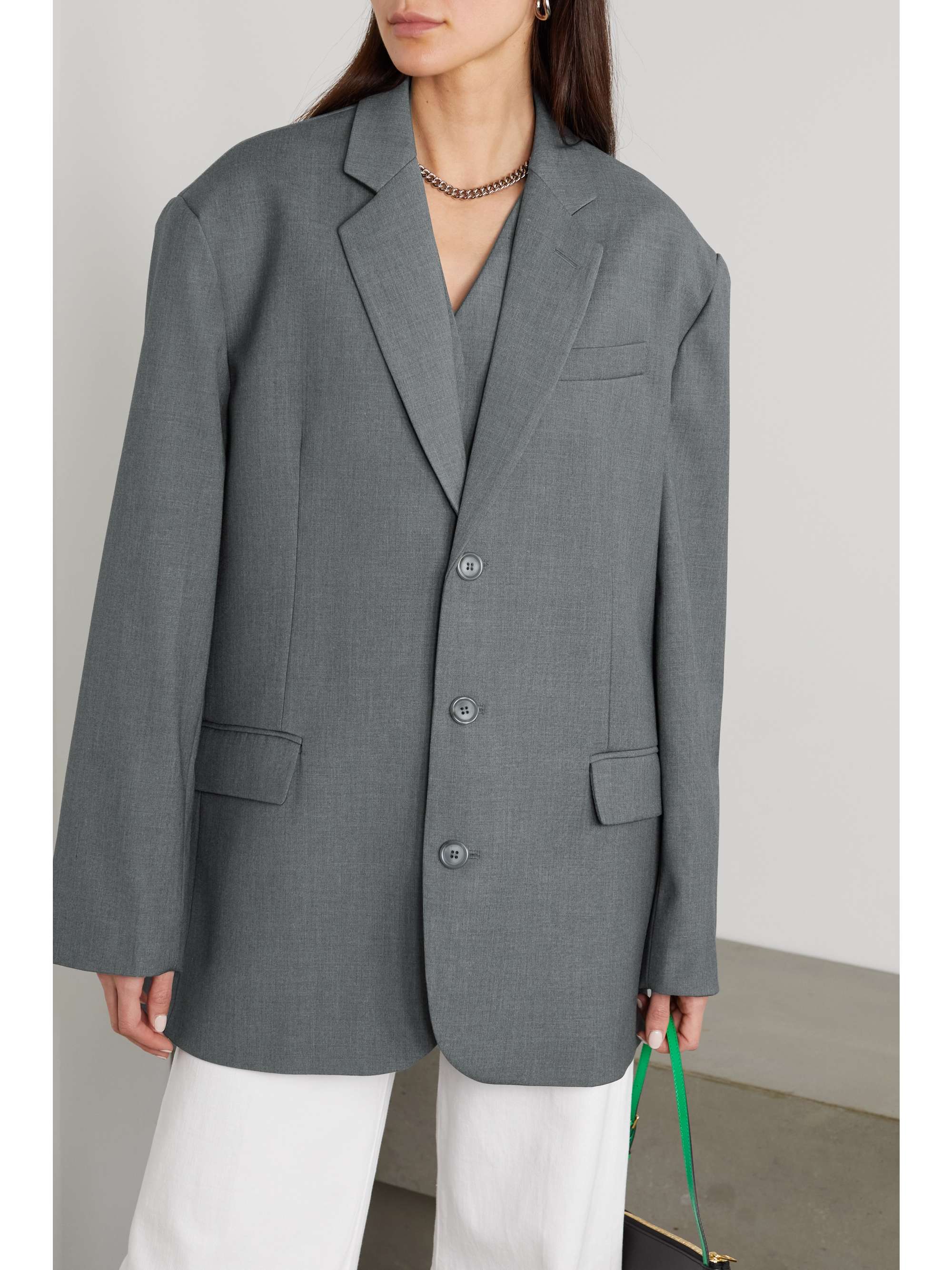 FRANKIE SHOP Gelso oversized grain de poudre blazer
