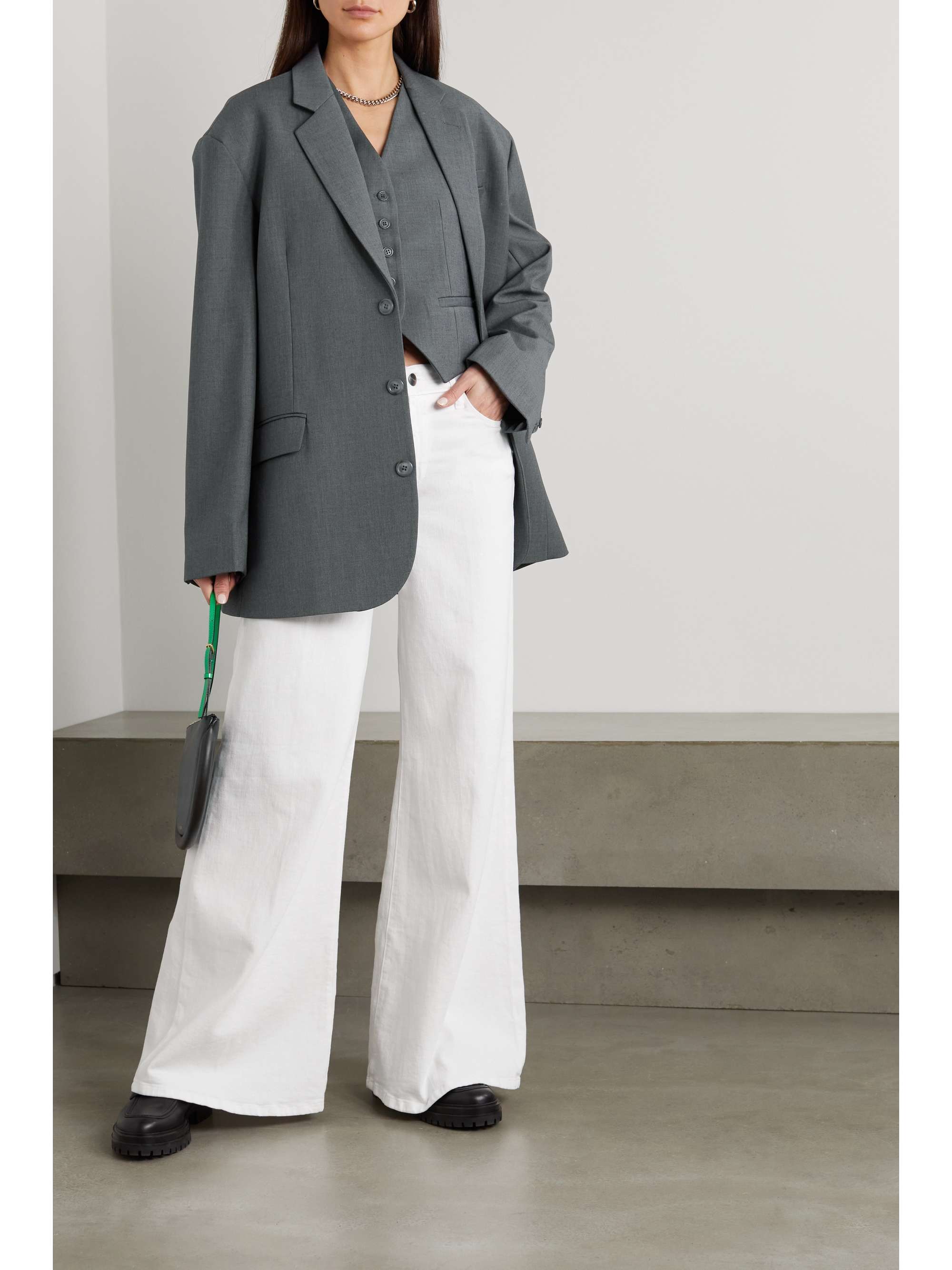 FRANKIE SHOP Gelso oversized grain de poudre blazer