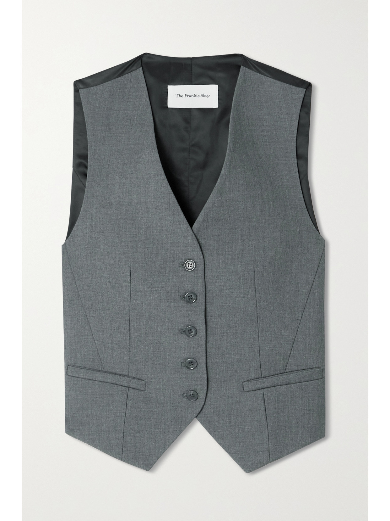 The Frankie Shop Gelso Grain De Poudre And Satin Vest In Gray