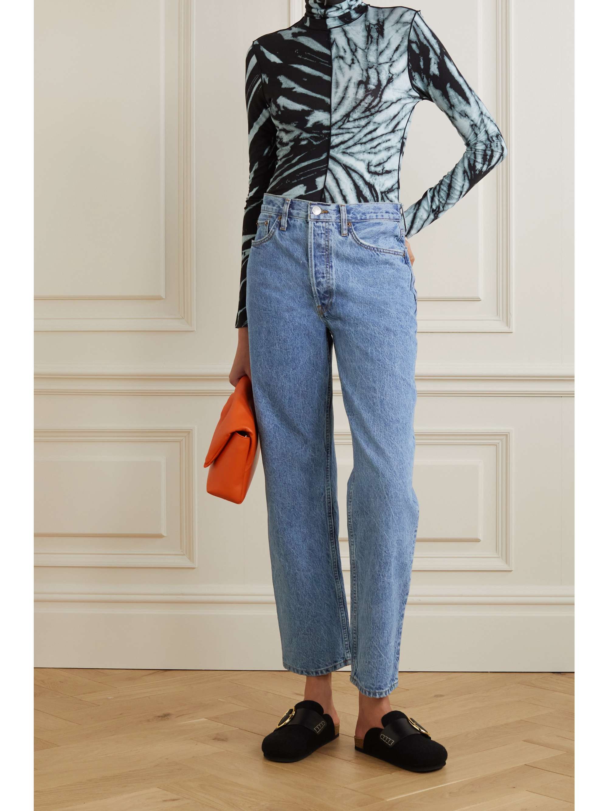 Low Slung organic straight-leg jeans 