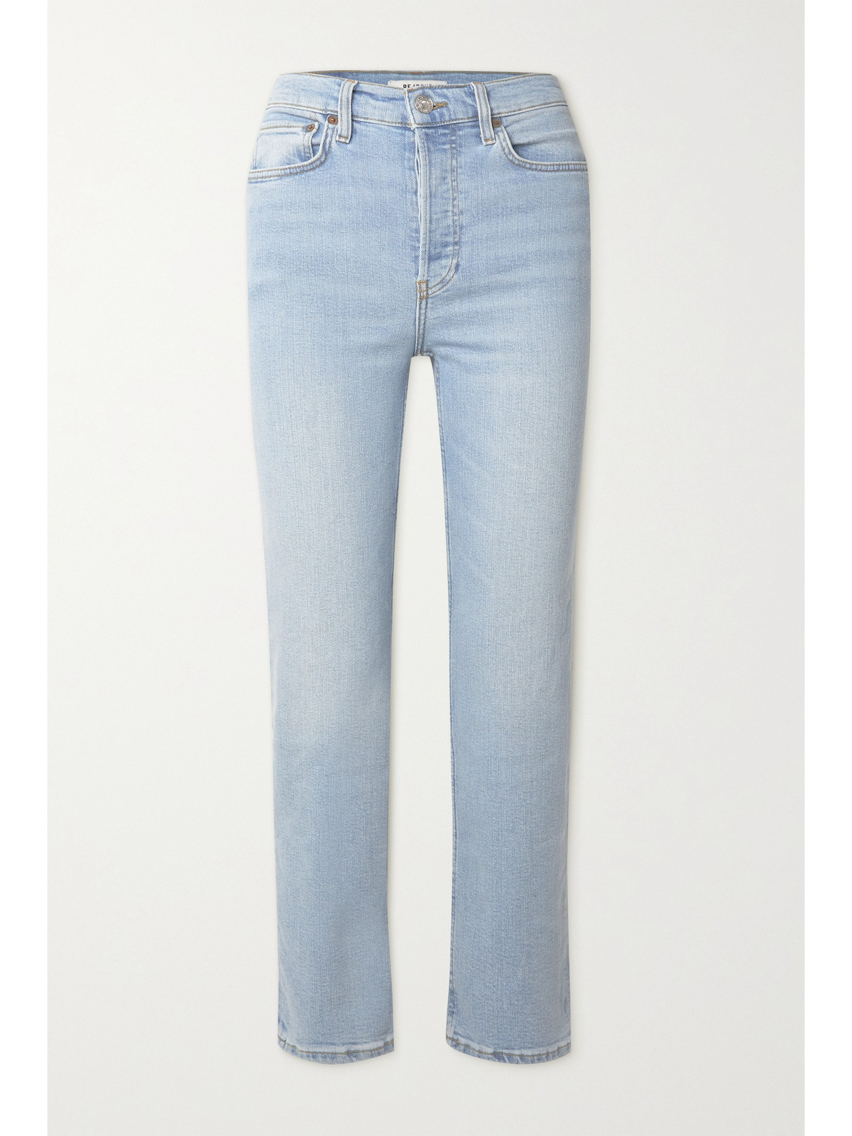 Re/done Stove Pipe High-rise Straight-leg Jeans In Blue