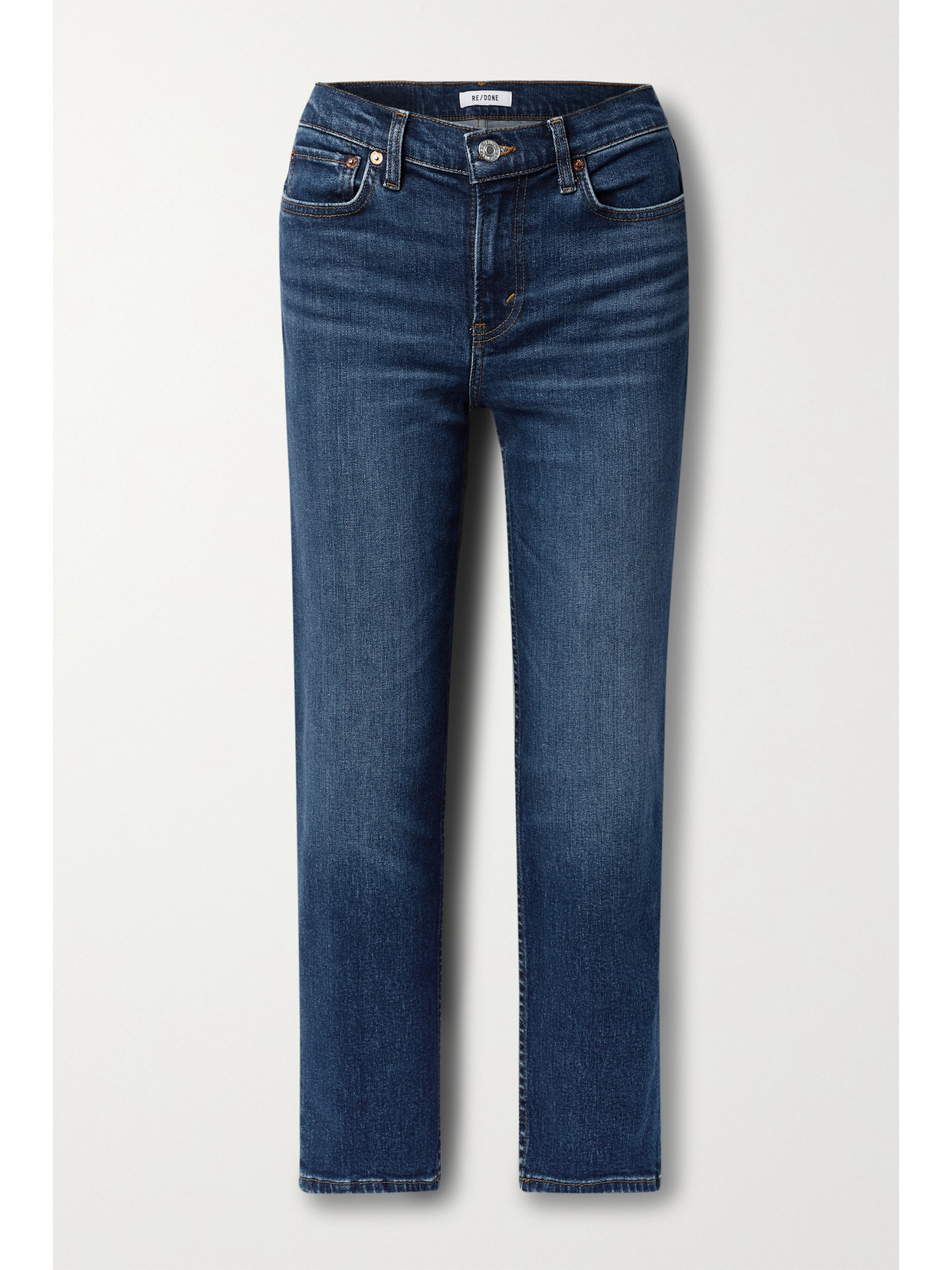 Re/done Womens Worn In Saf 70s Straight-leg High-rise Stretch-denim Jeans 27 In Blue
