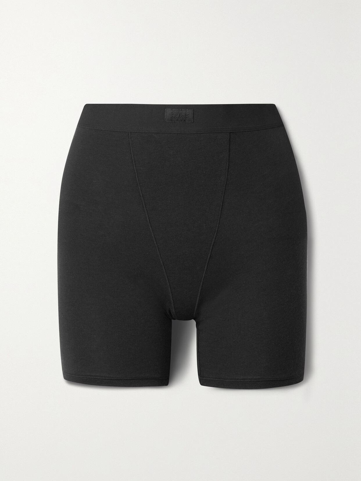 Shop Skims Boyfriend Stretch-modal And Cotton-blend Jersey Boxer Shorts In Black