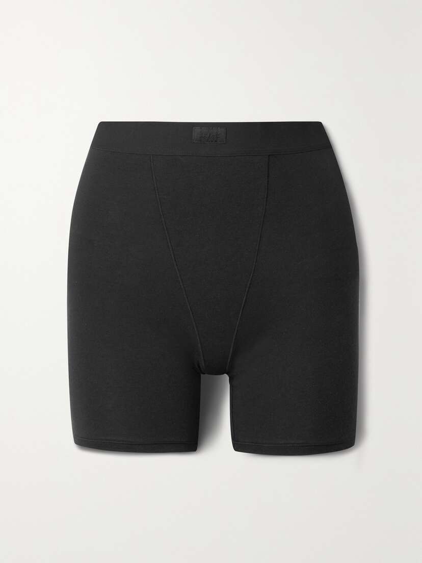 Skims Boyfriend tretch-modal And Cotton-blend Jersey Boxer horts - Onyx